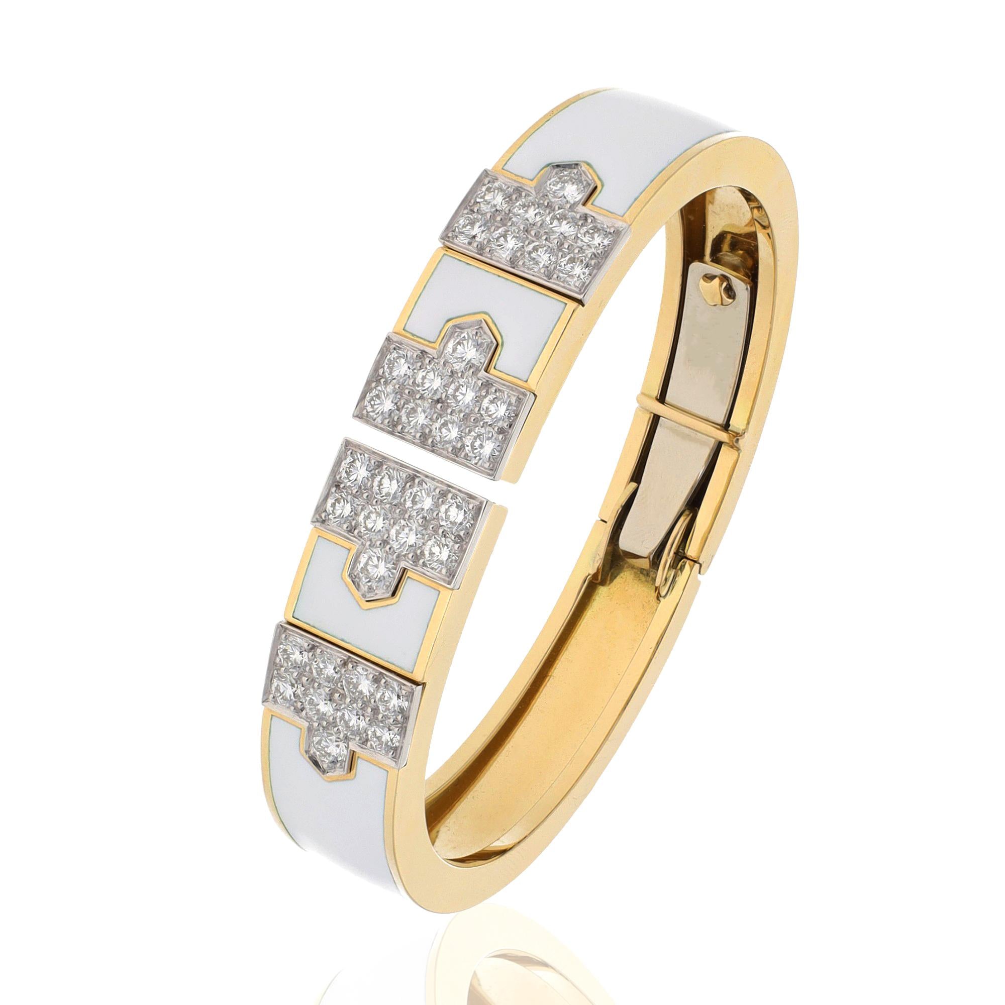 DAVID WEBB Lane Bracelet, White Enamel