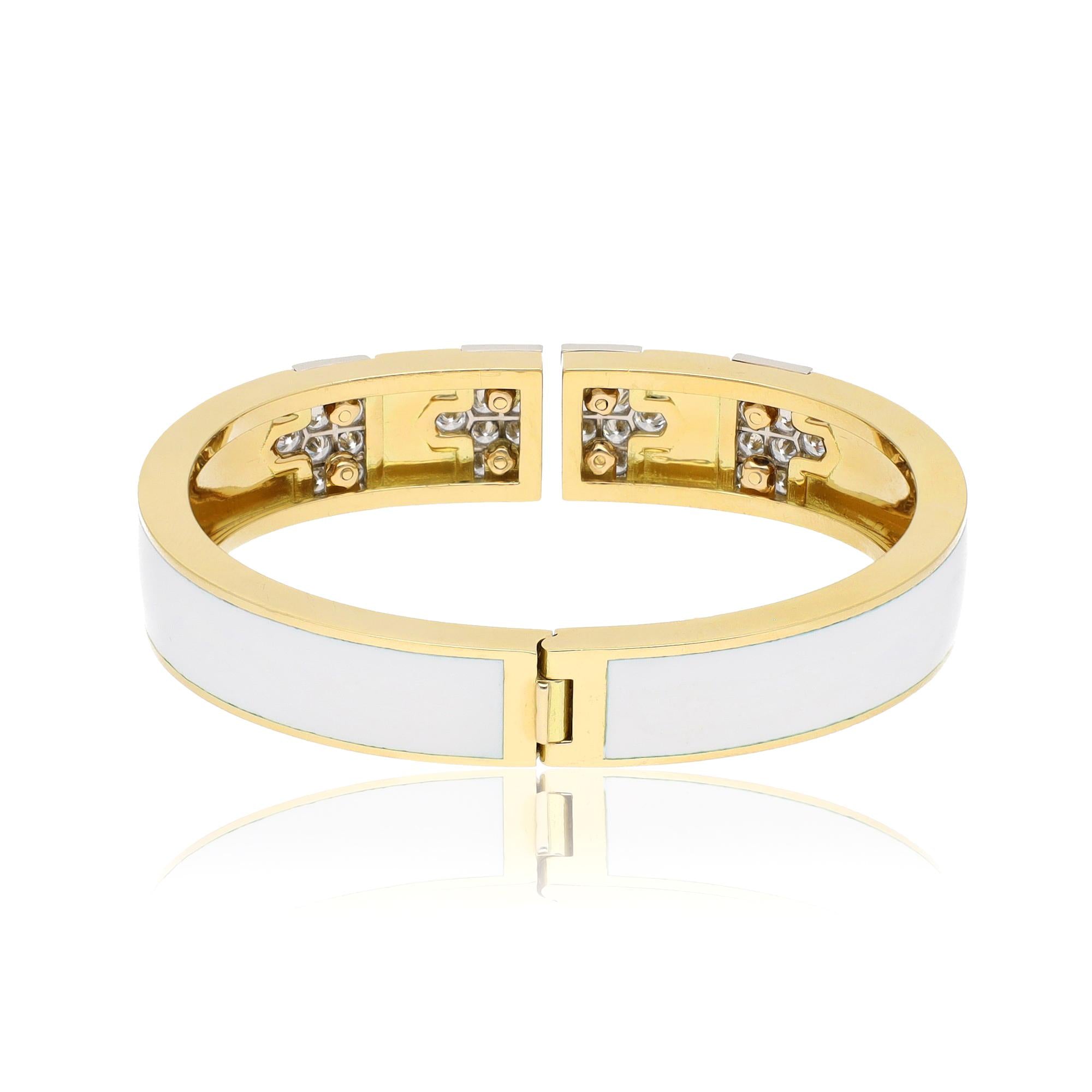 DAVID WEBB Lane Bracelet, White Enamel
