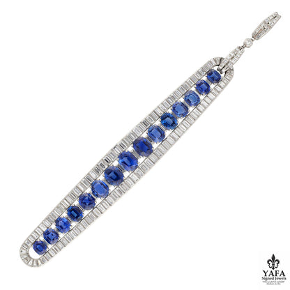 Van Cleef & Arpels Oval Sapphires and Baguette Diamond Bracelet Circa - 1938