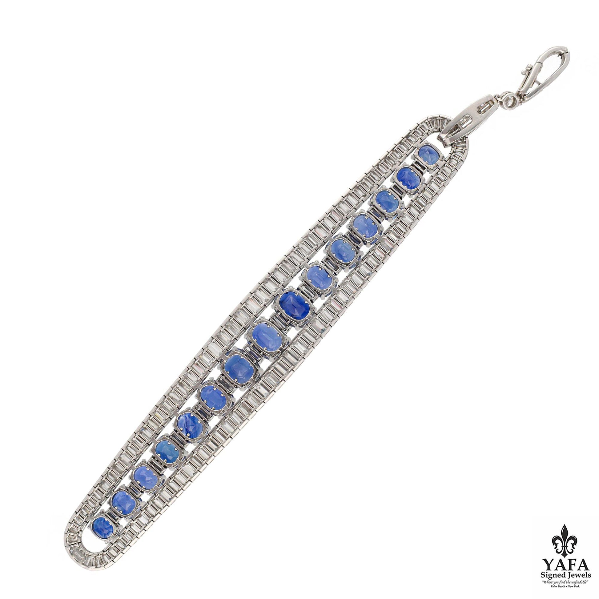 Van Cleef & Arpels Oval Sapphires and Baguette Diamond Bracelet Circa - 1938