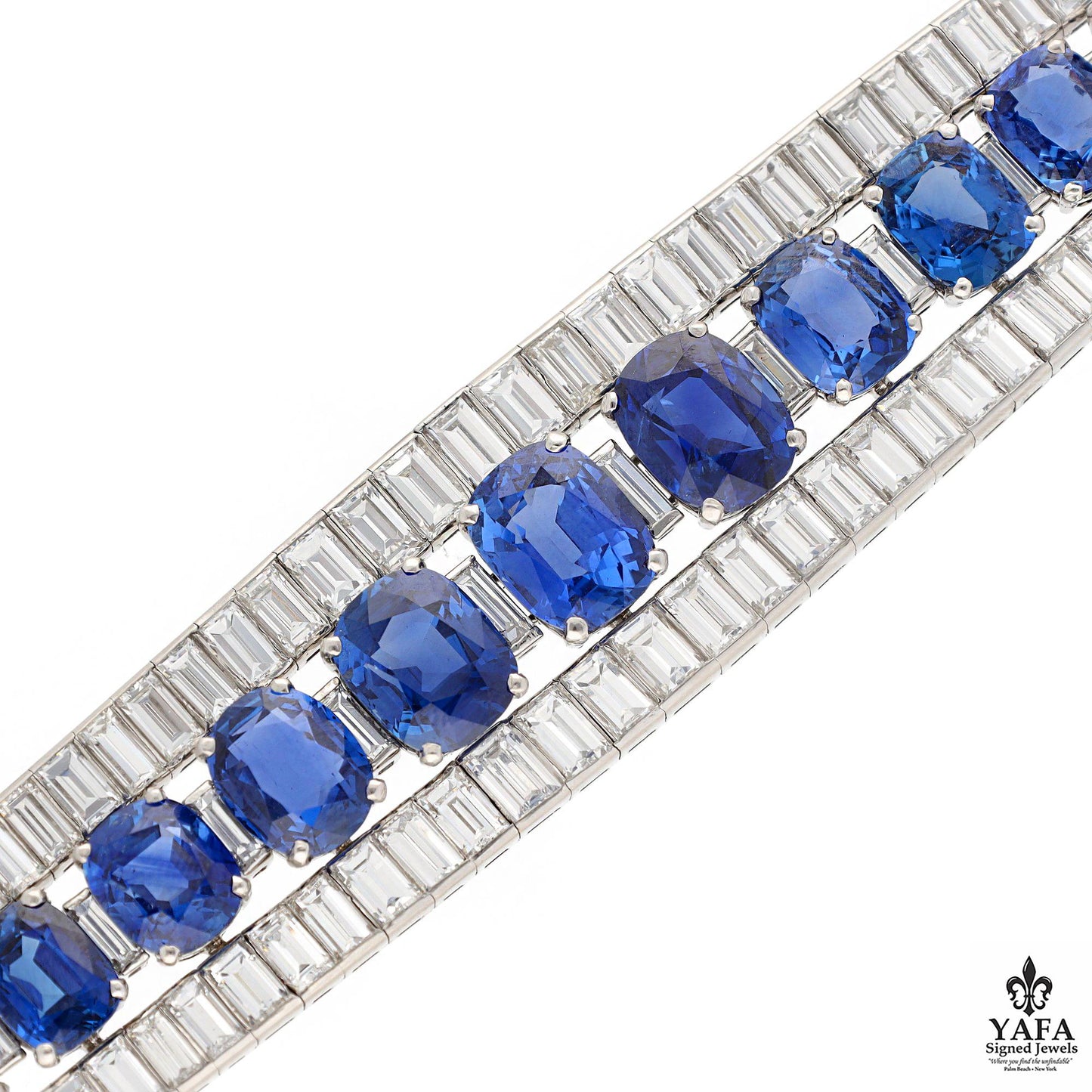 Van Cleef & Arpels Oval Sapphires and Baguette Diamond Bracelet Circa - 1938