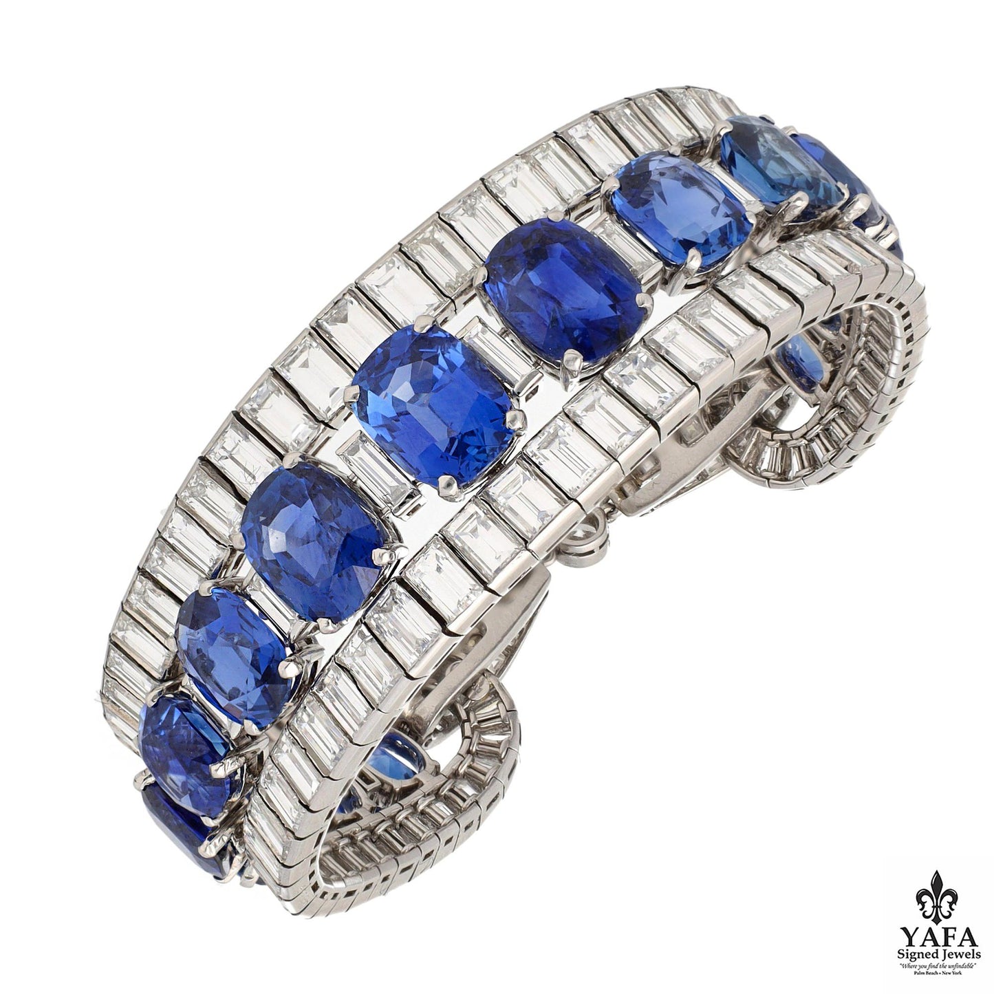 Van Cleef & Arpels Oval Sapphires and Baguette Diamond Bracelet Circa - 1938