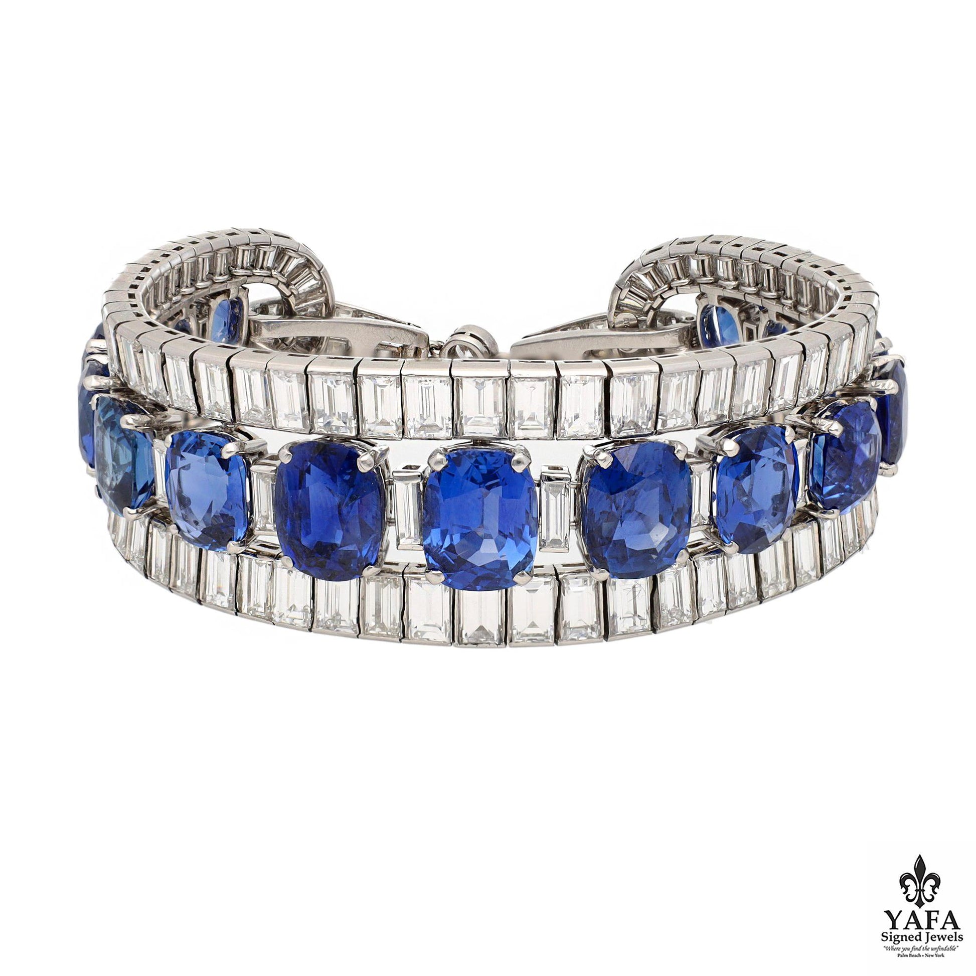 Van Cleef & Arpels Oval Sapphires and Baguette Diamond Bracelet Circa - 1938