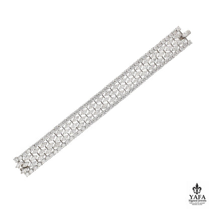 Graff Platinum Marquise and Round Shaped Diamond Bracelet.