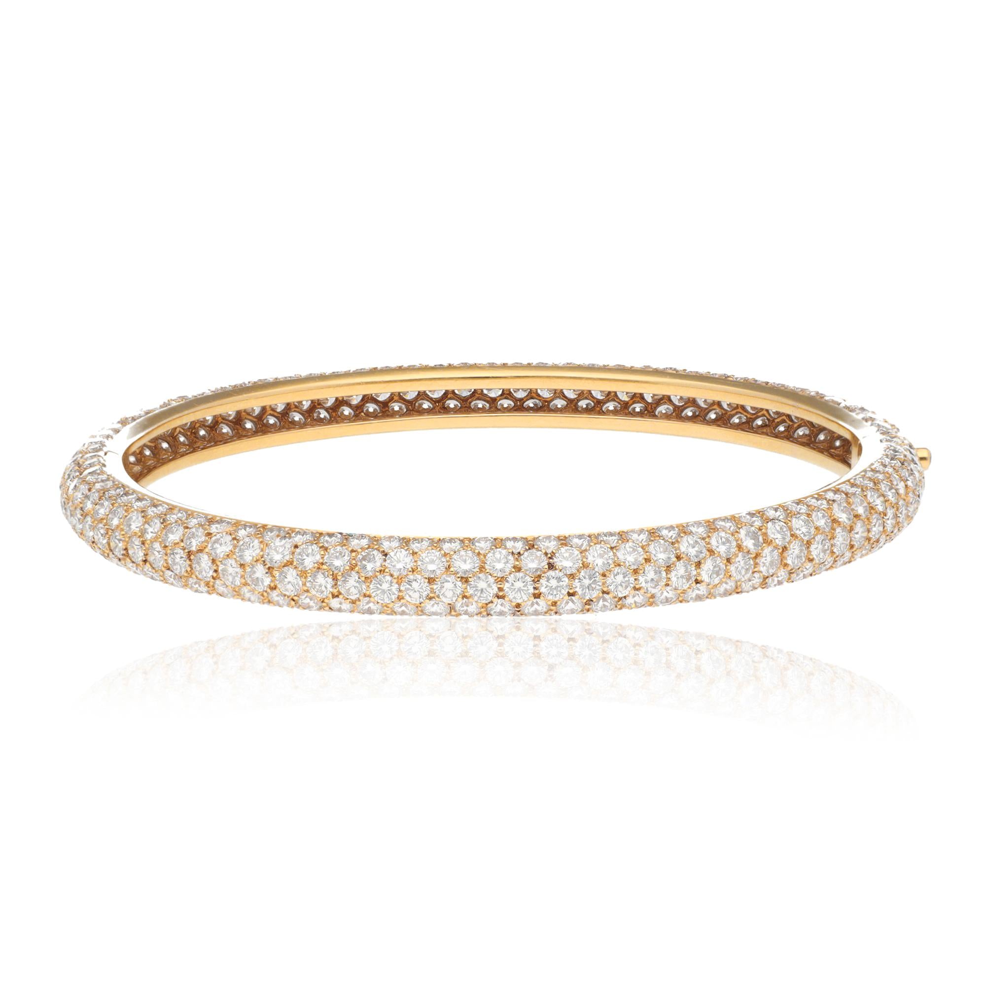 Cartier 18K Yellow Gold Diamond Pave Bangle Bracelet