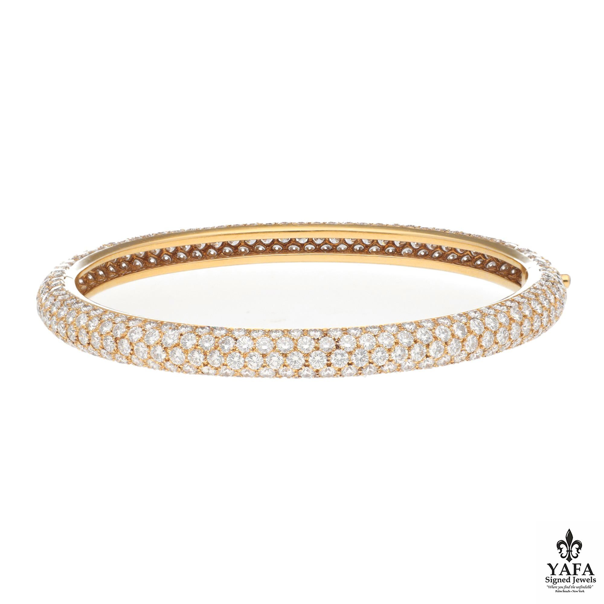 CARTIER 18K Yellow Gold Diamond Pave Bangle Bracelet