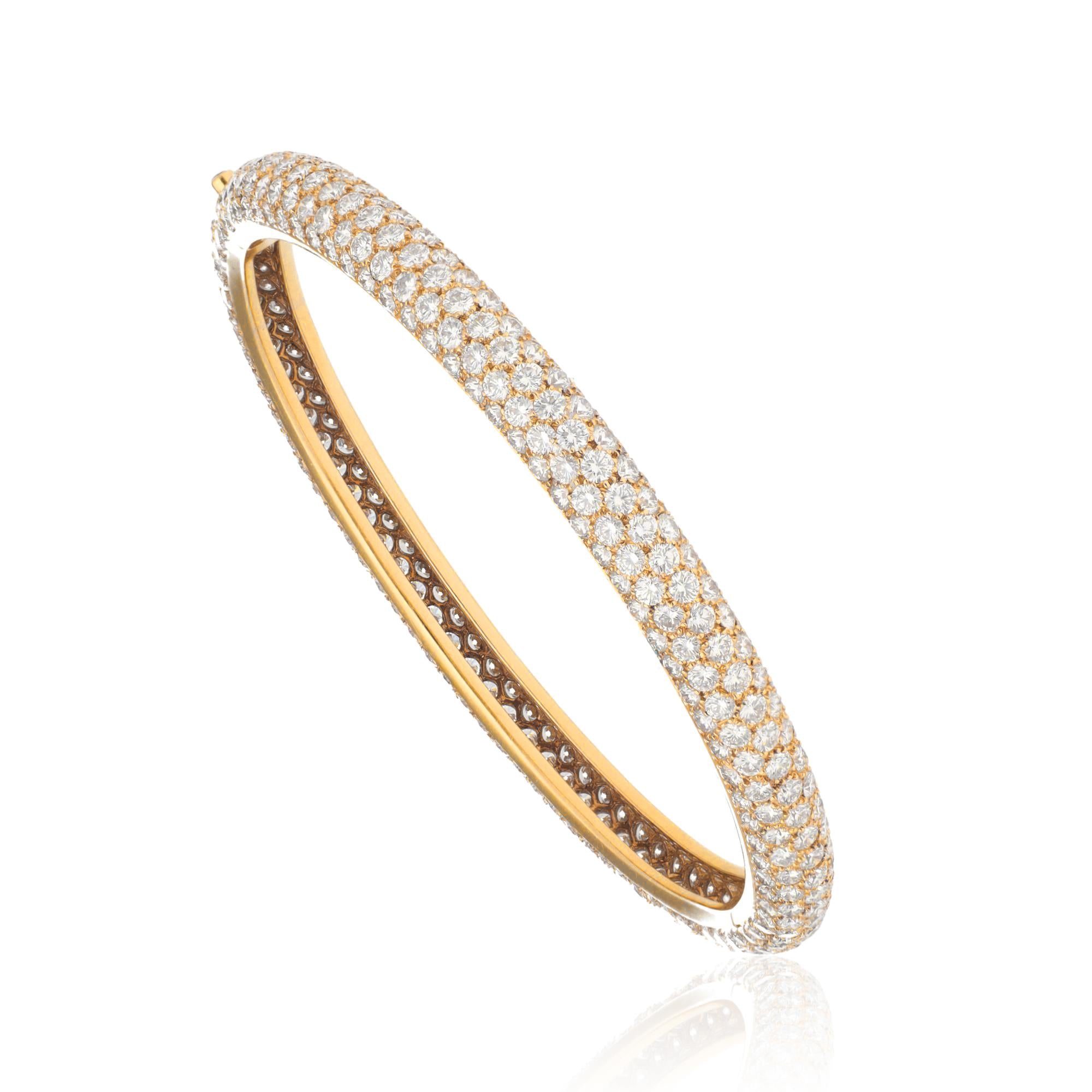 Cartier 18K Yellow Gold Diamond Pave Bangle Bracelet