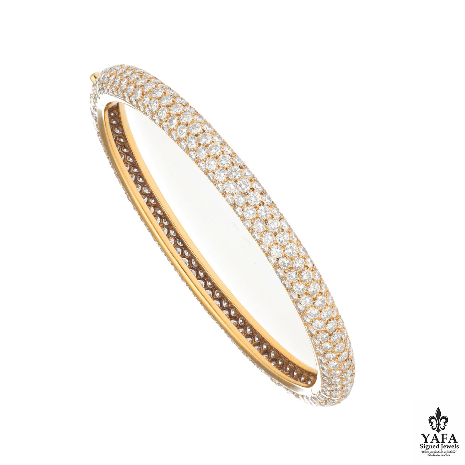 Cartier 18K Yellow Gold Diamond Pave Bangle Bracelet