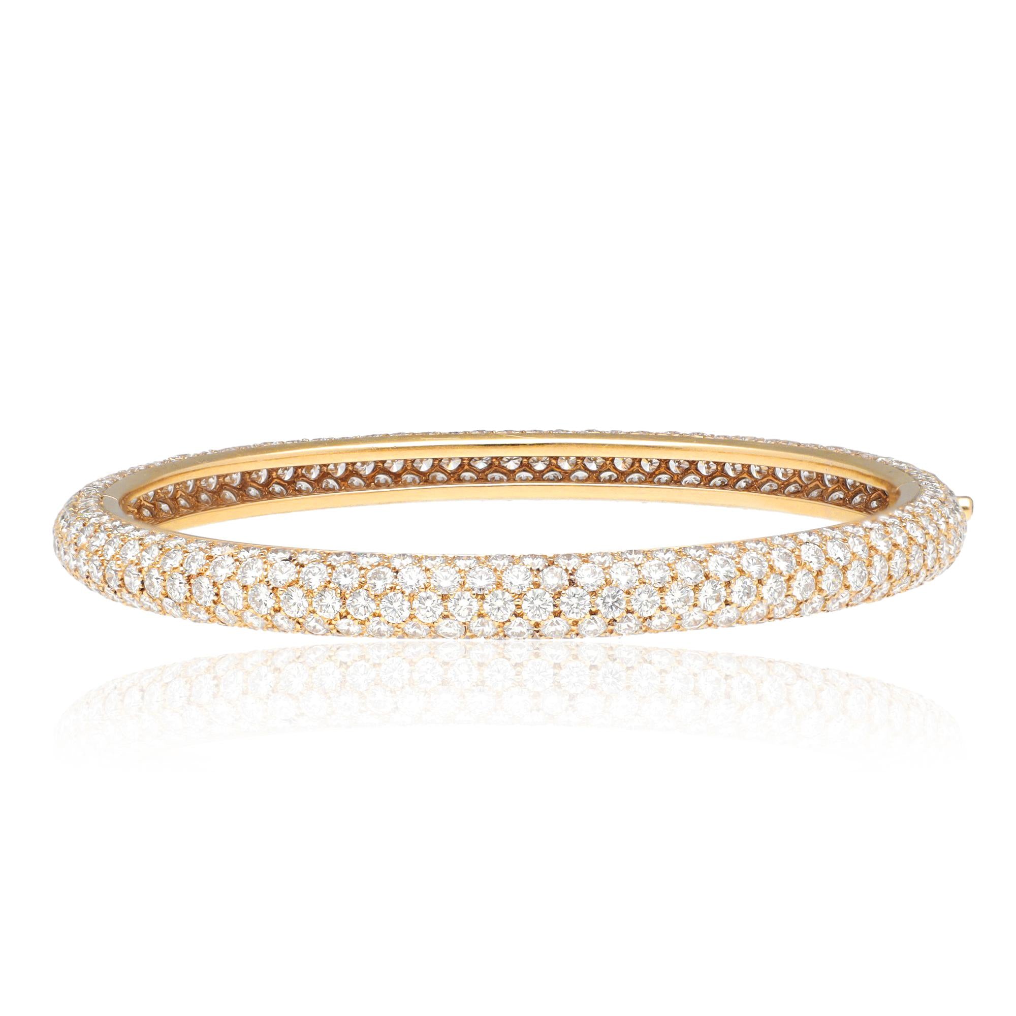 Cartier 18K Yellow Gold Diamond Pave Bangle Bracelet