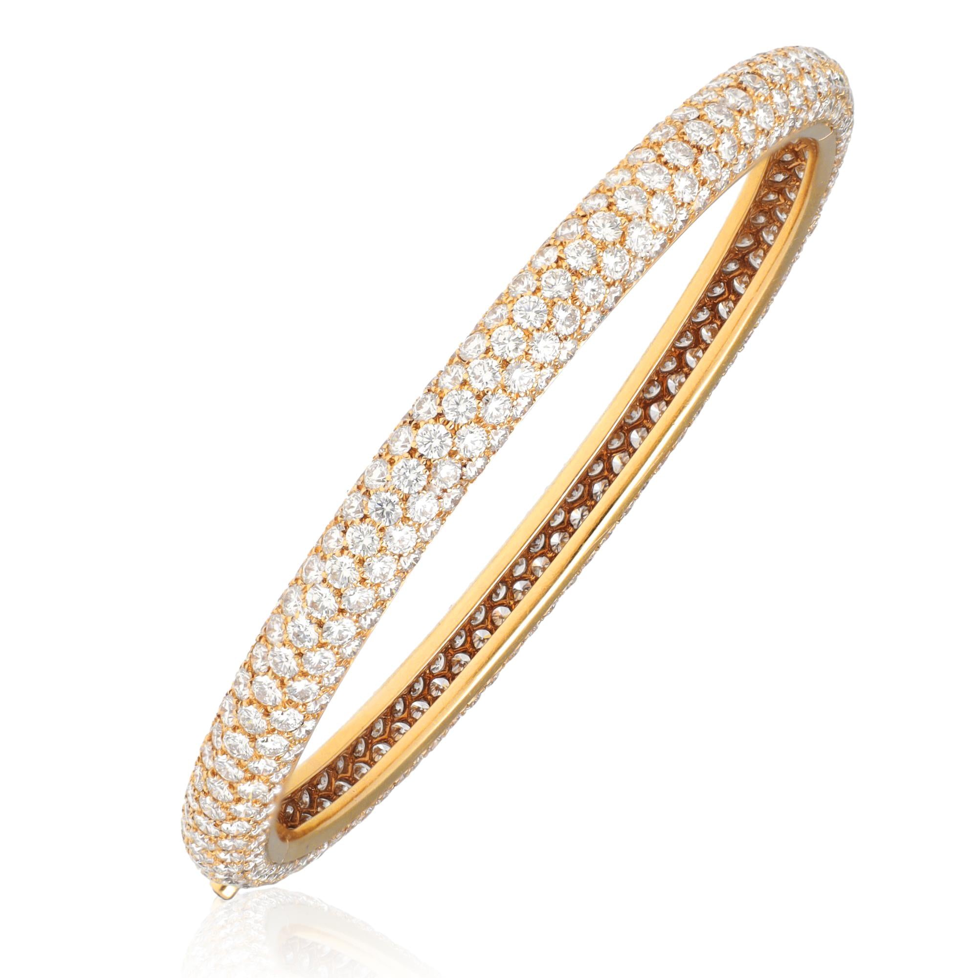 Cartier 18K Yellow Gold Diamond Pave Bangle Bracelet