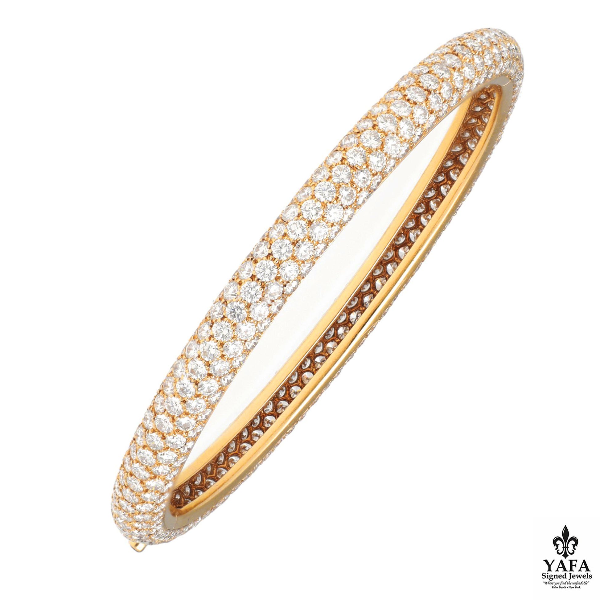 Cartier 18K Yellow Gold Diamond Pave Bangle Bracelet