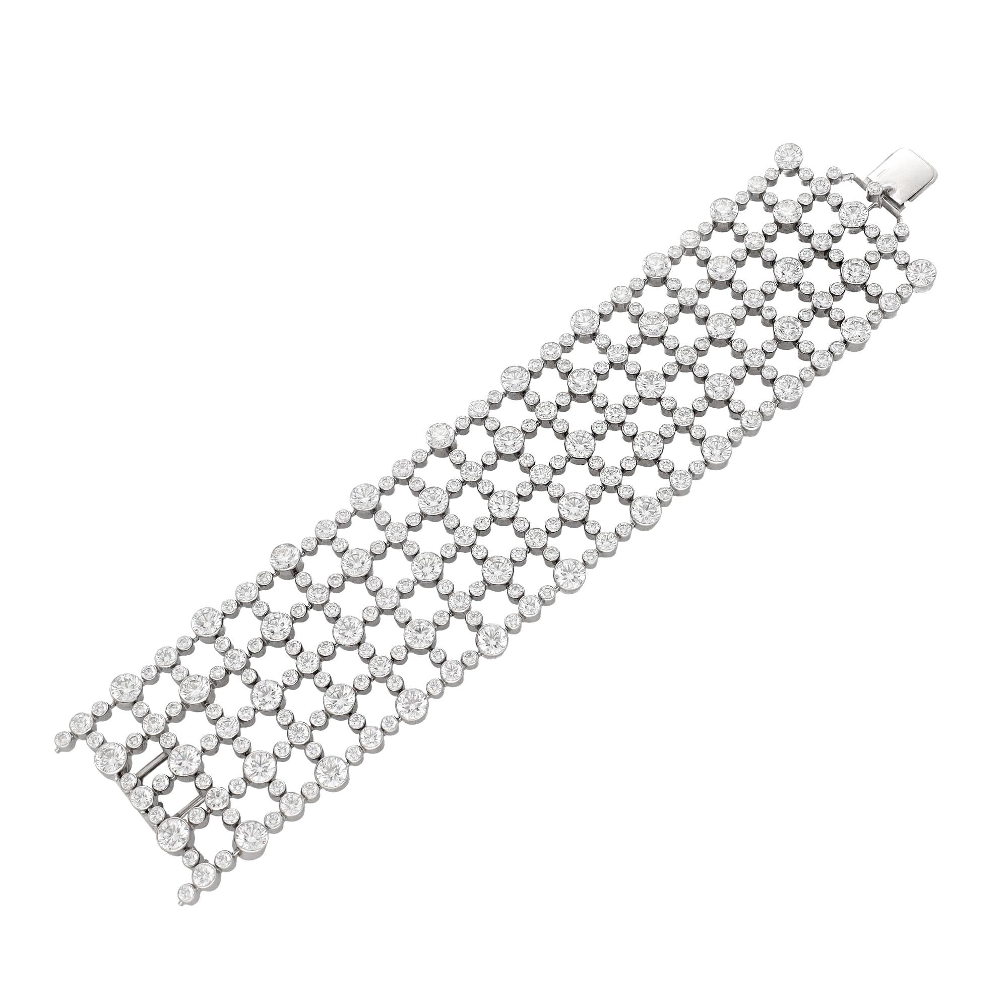 HARRY WINSTON 5 Row Lattice Motif Diamond Bracelet - Set of Two