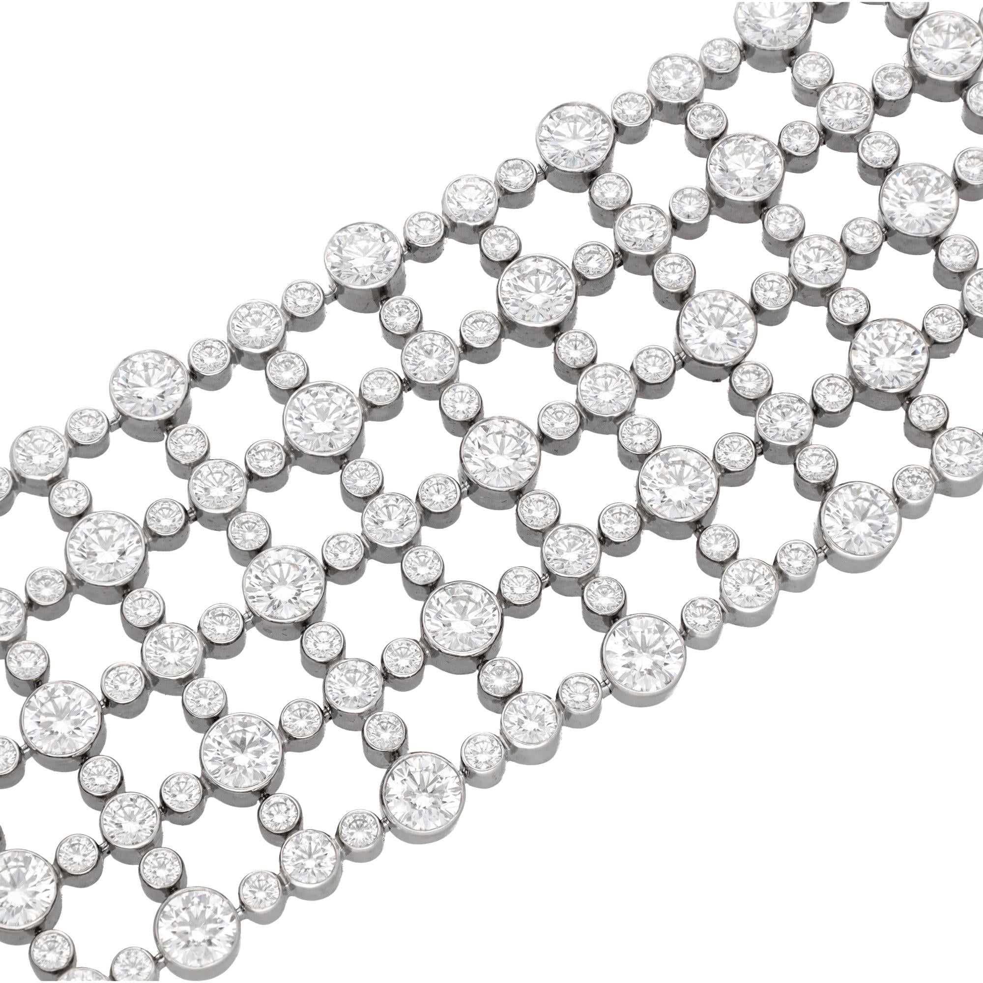 HARRY WINSTON 5 Row Lattice Motif Diamond Bracelet - Set of Two