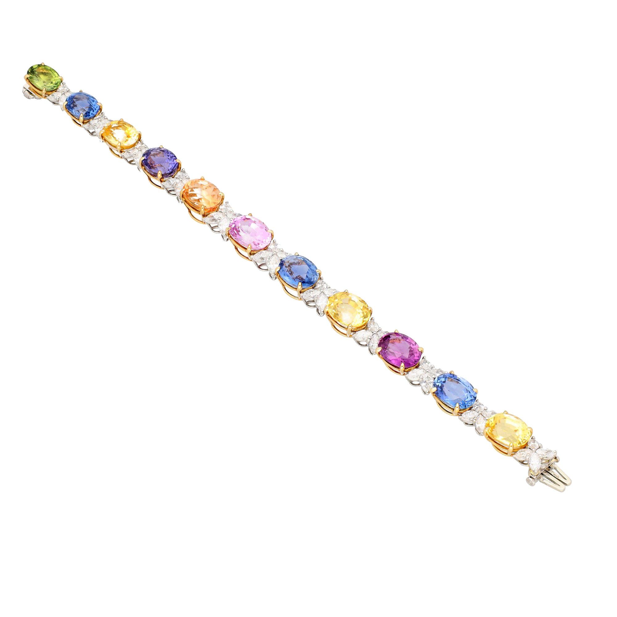 BULGARI Platinum and 18K Yellow Gold Multi-Color Sapphire and Diamond