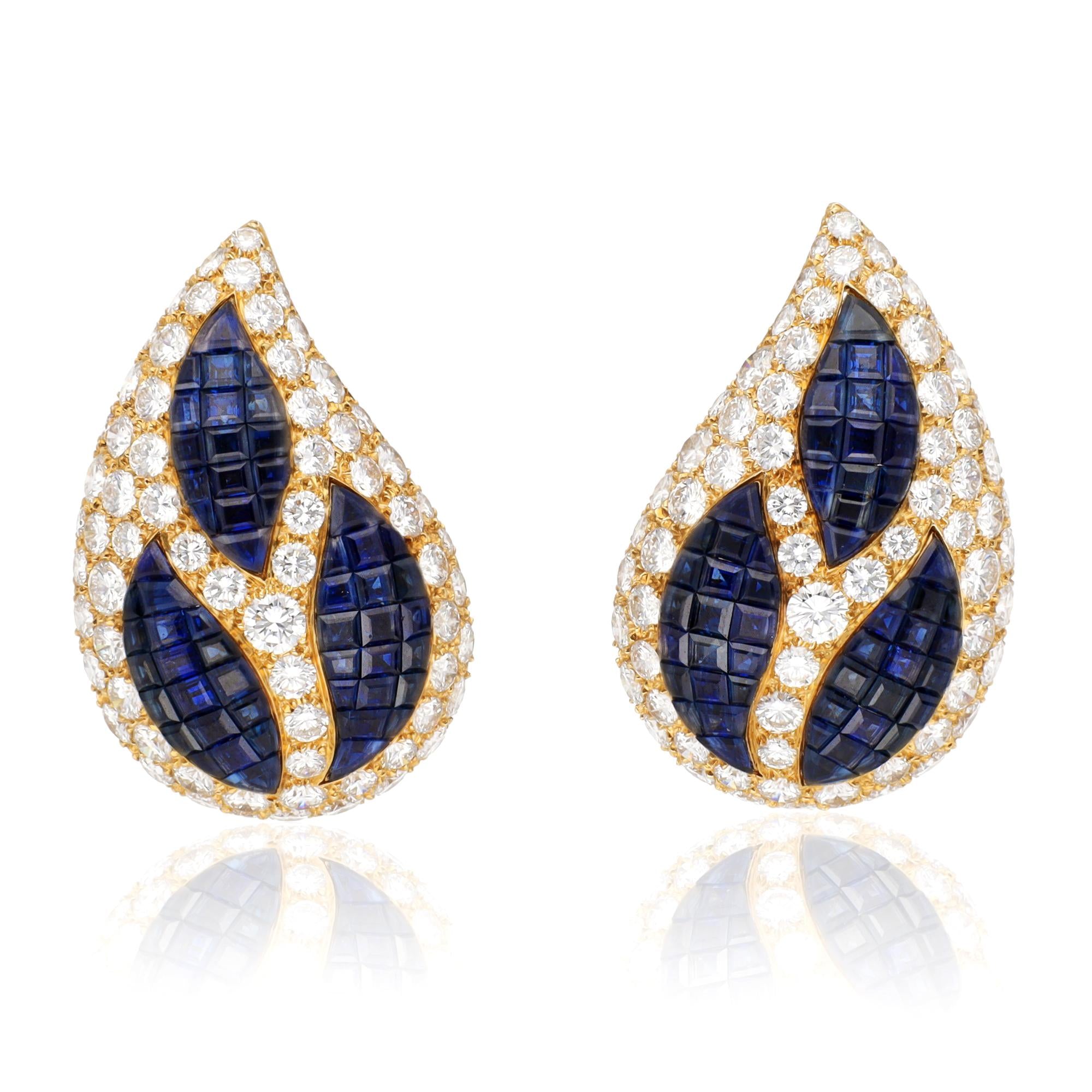 VAN CLEEF & ARPELS Diamond and sapphire Mystery Set Bangel and Earrings Set