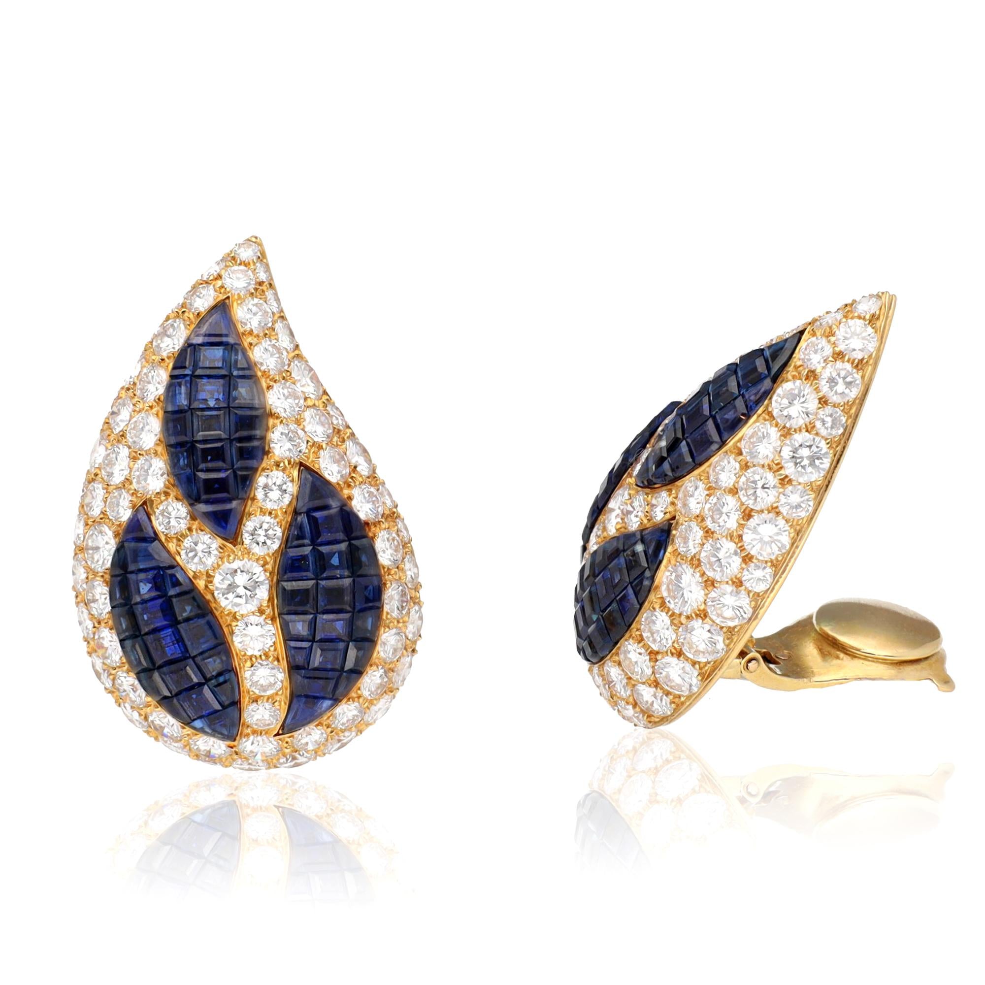 VAN CLEEF & ARPELS Diamond and sapphire Mystery Set Bangel and Earrings Set