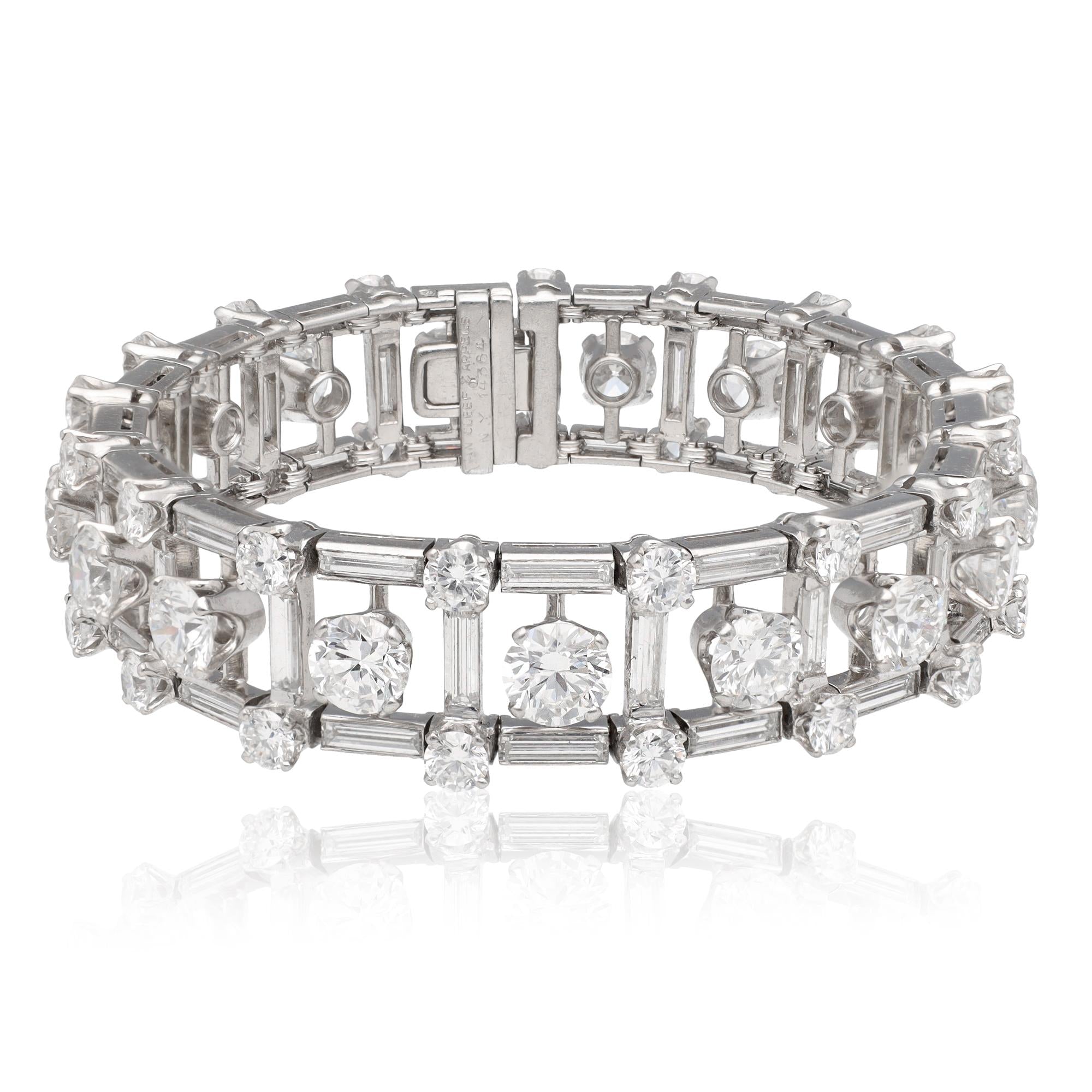 Van Cleef & Arpels Round Brilliant and Baguette Cut Diamond Bracelet