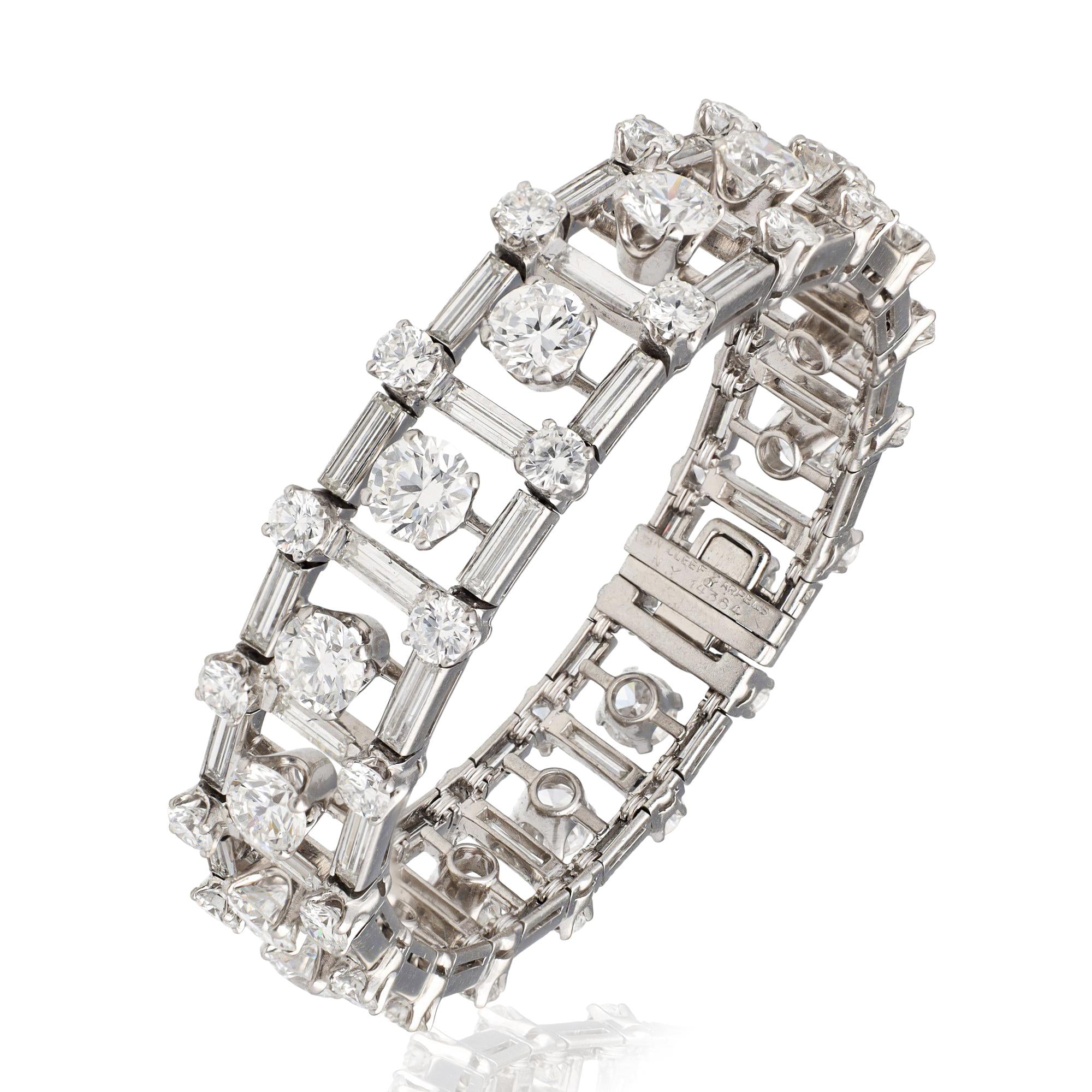 Van Cleef & Arpels Round Brilliant and Baguette Cut Diamond Bracelet