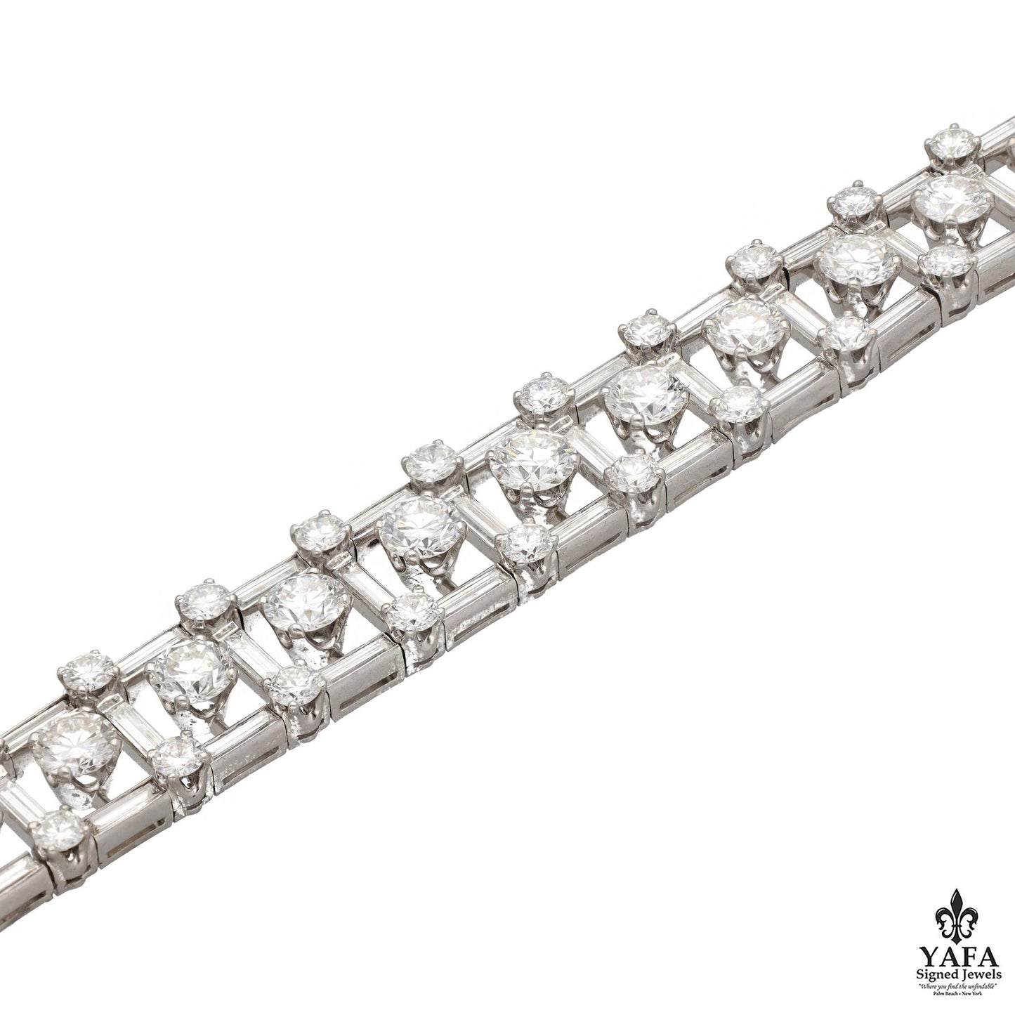 Van Cleef & Arpels Round Brilliant and Baguette Cut Diamond Bracelet