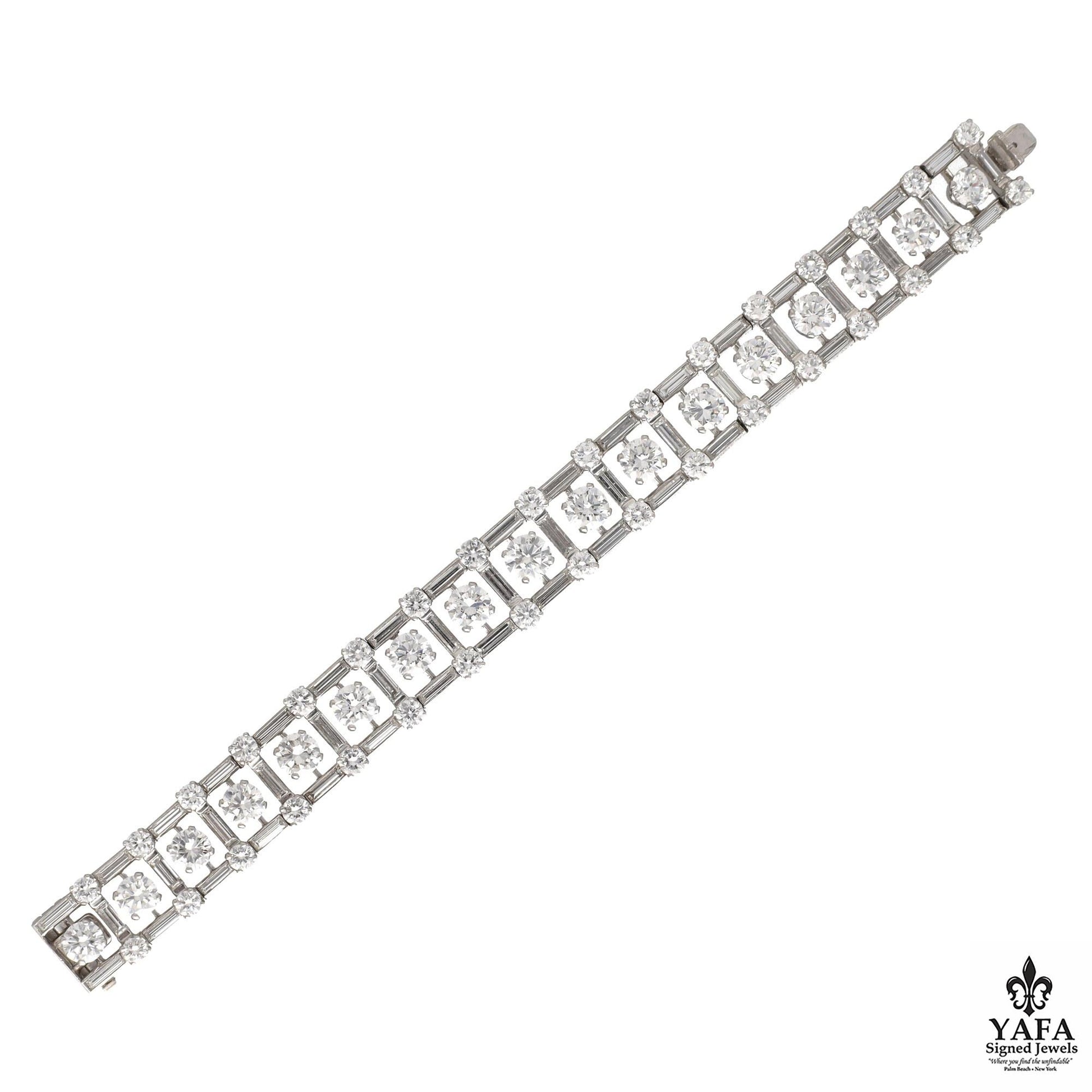 Van Cleef & Arpels Round Brilliant and Baguette Cut Diamond Bracelet