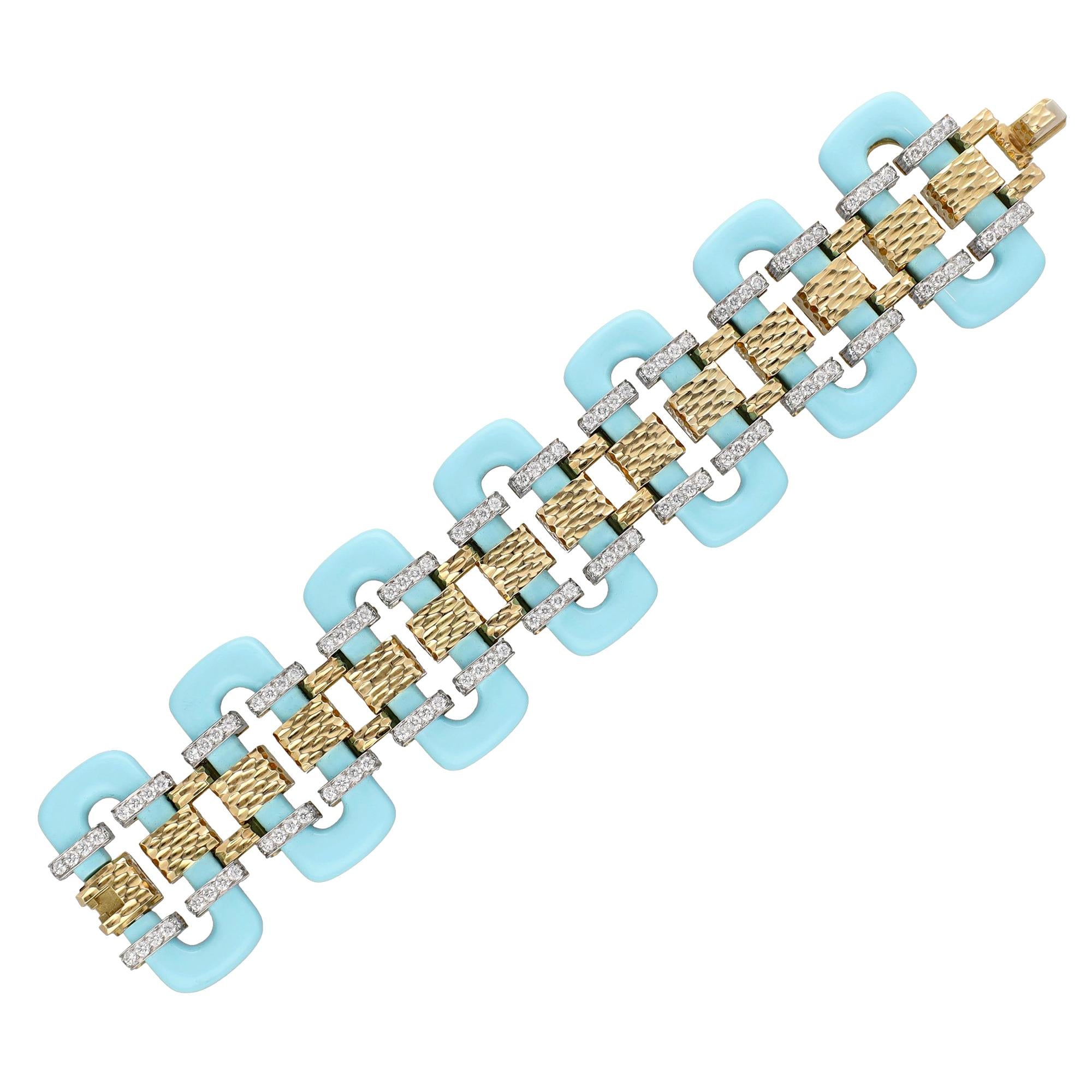 DAVID WEBB Tread Bracelet - Turquoise