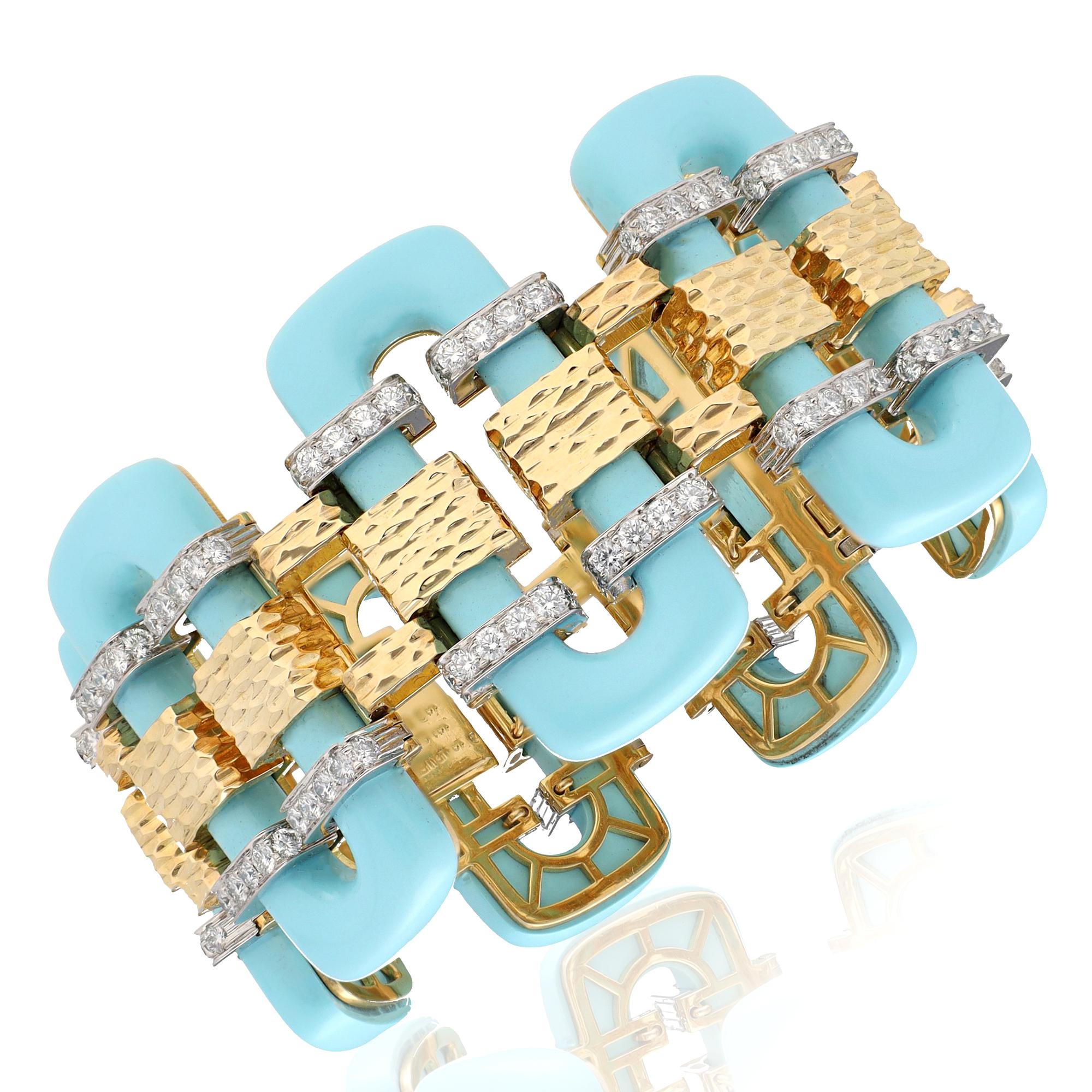 DAVID WEBB Tread Bracelet - Turquoise