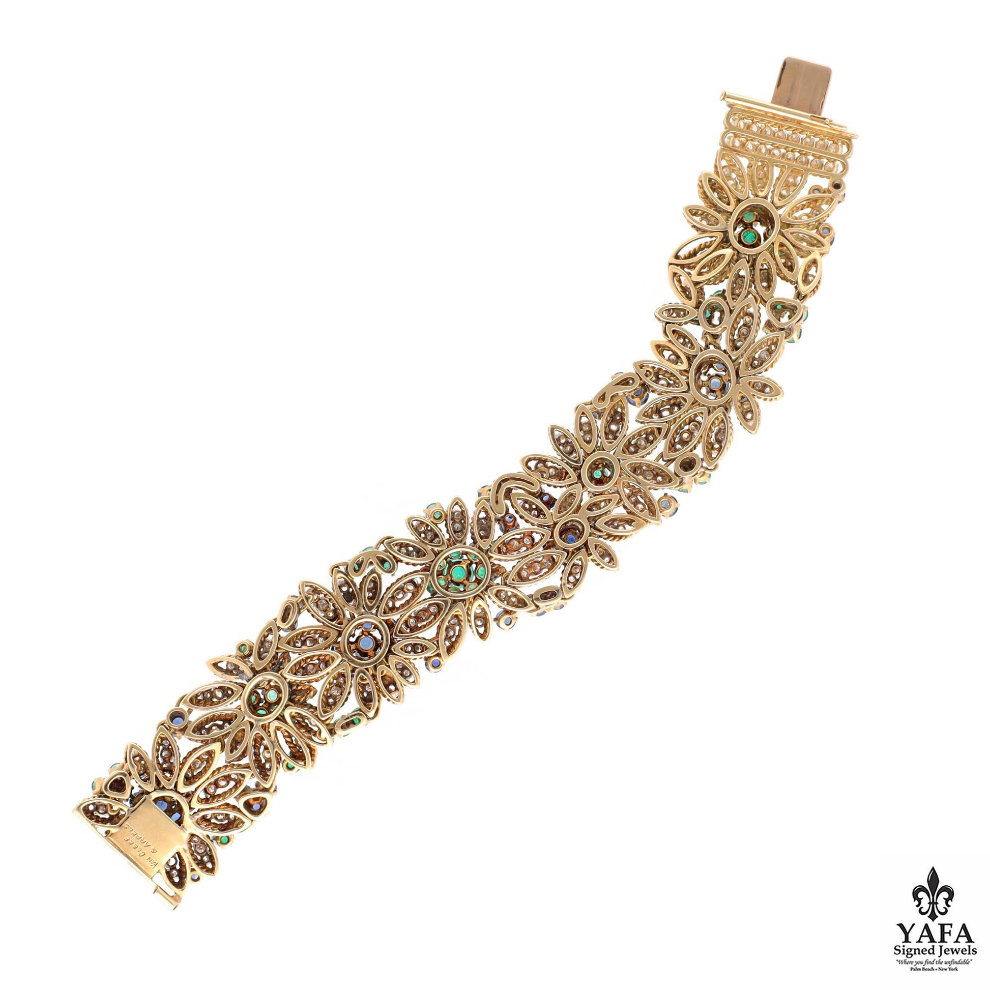 VAN CLEEF & ARPELS Diamond, Sapphire and Emerald Bracelet