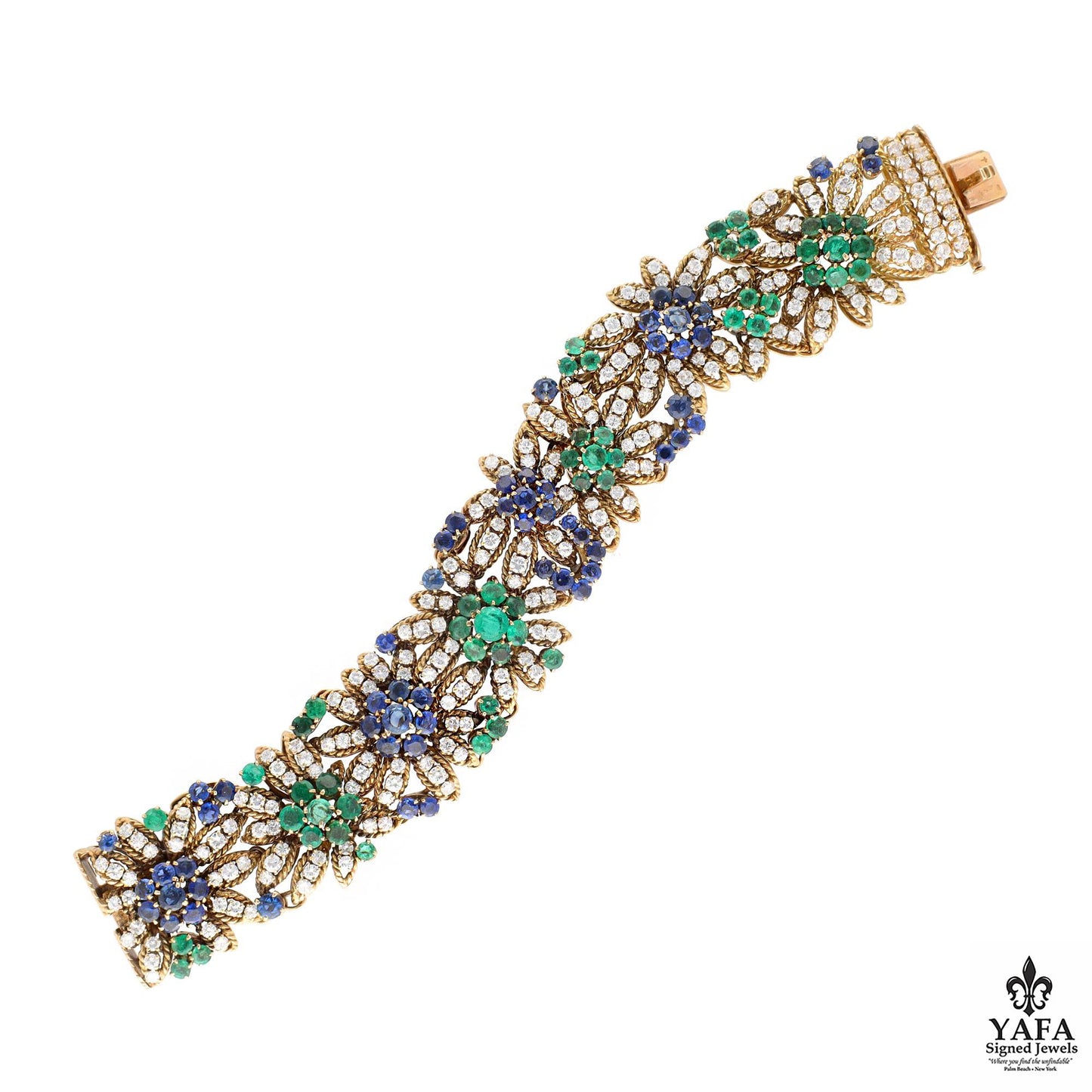 VAN CLEEF & ARPELS Diamond, Sapphire and Emerald Bracelet