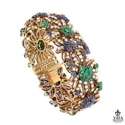 VAN CLEEF & ARPELS Diamond, Sapphire and Emerald Bracelet