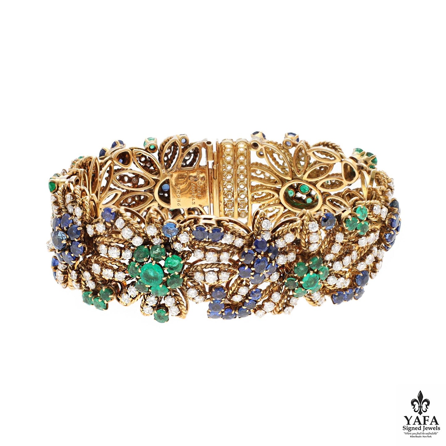 VAN CLEEF & ARPELS Diamond, Sapphire and Emerald Bracelet