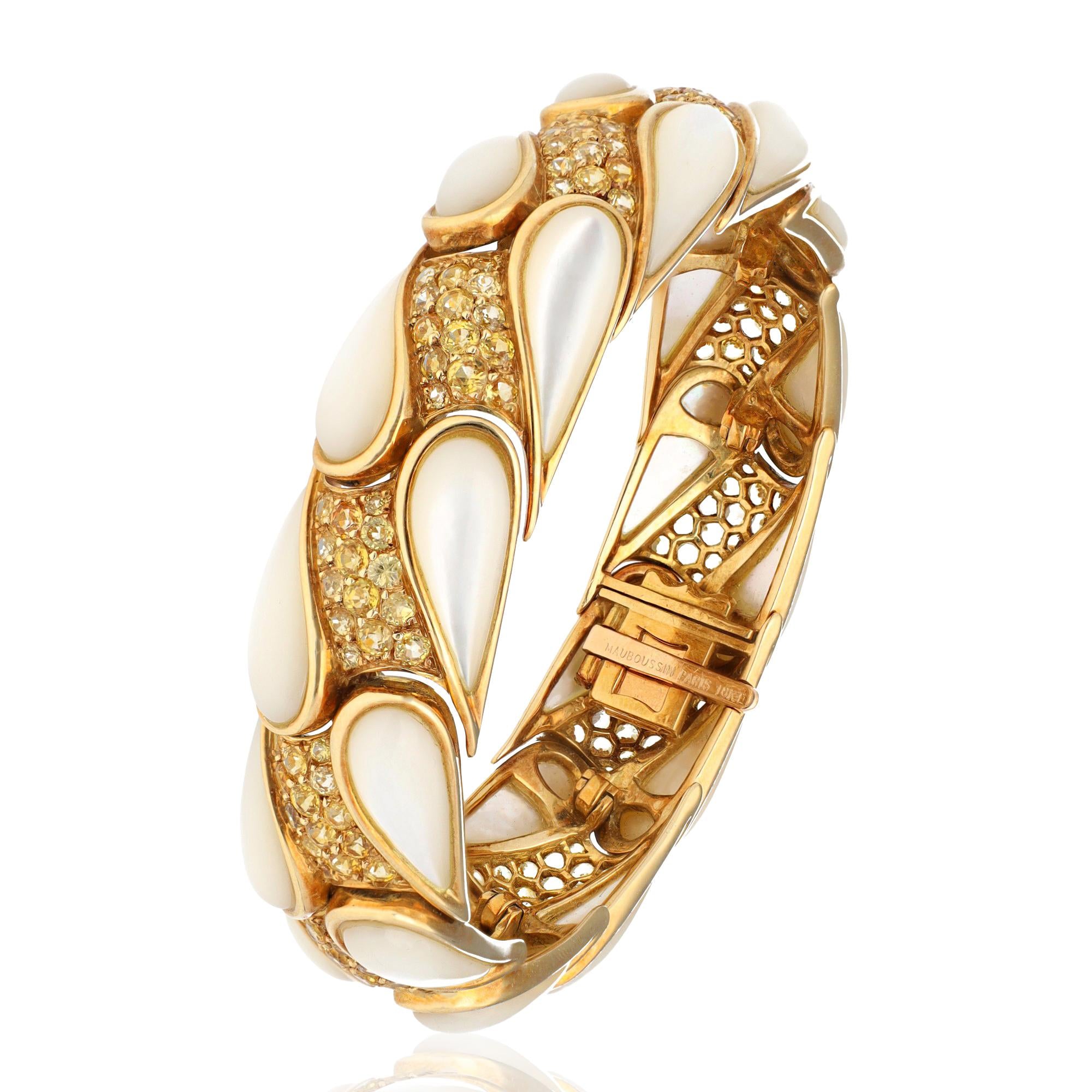 MAUBOUSSIN Yellow Sapphire, Diamond and Mother of Pearl Bracelet Set