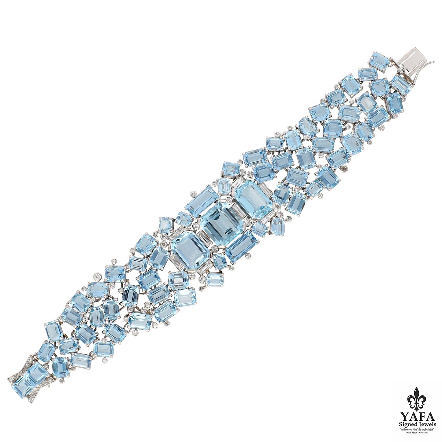 Platinum Aquamarine and Diamond Bracelet