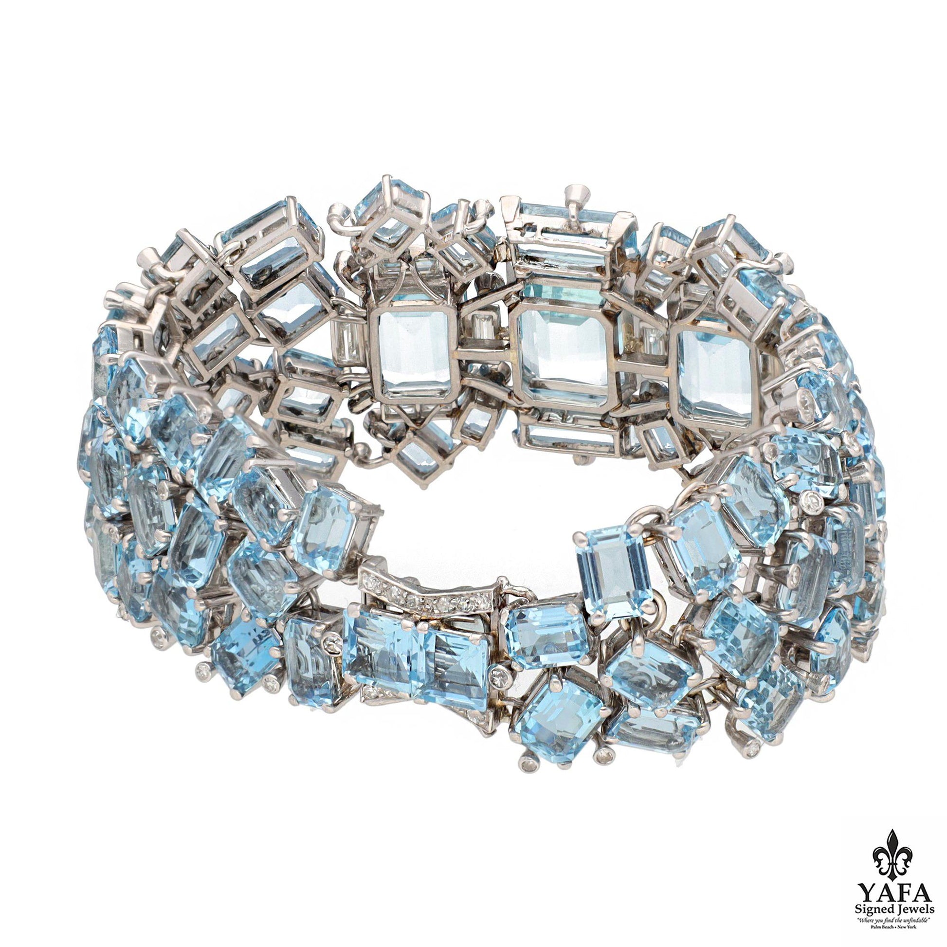 Platinum Aquamarine and Diamond Bracelet