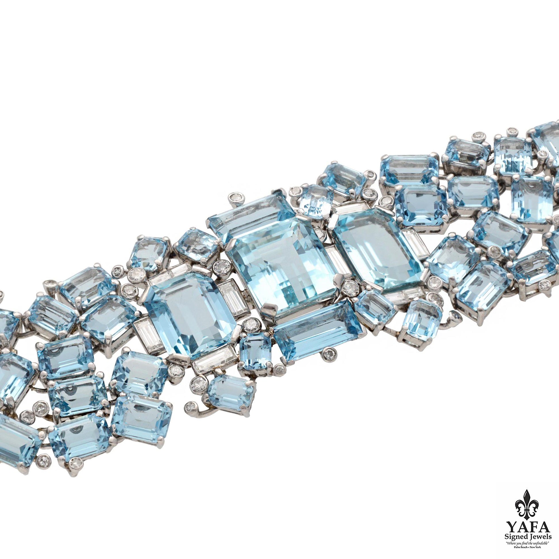 Platinum Aquamarine and Diamond Bracelet