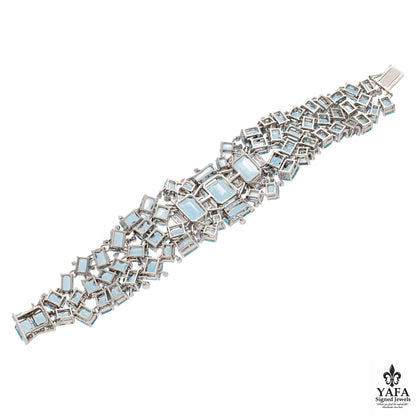 Platinum Aquamarine and Diamond Bracelet