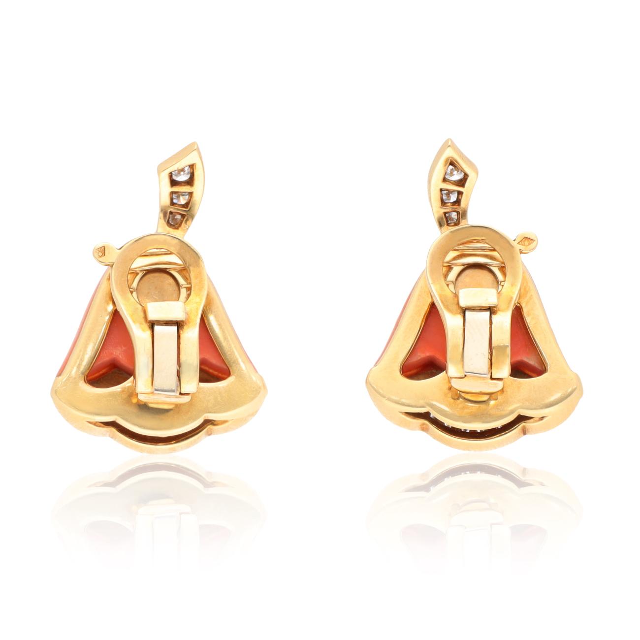 VAN CLEEF & ARPELS Coral Bell Diamond Ear Clips