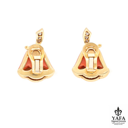 VAN CLEEF & ARPELS Coral Diamond Bell Earrings