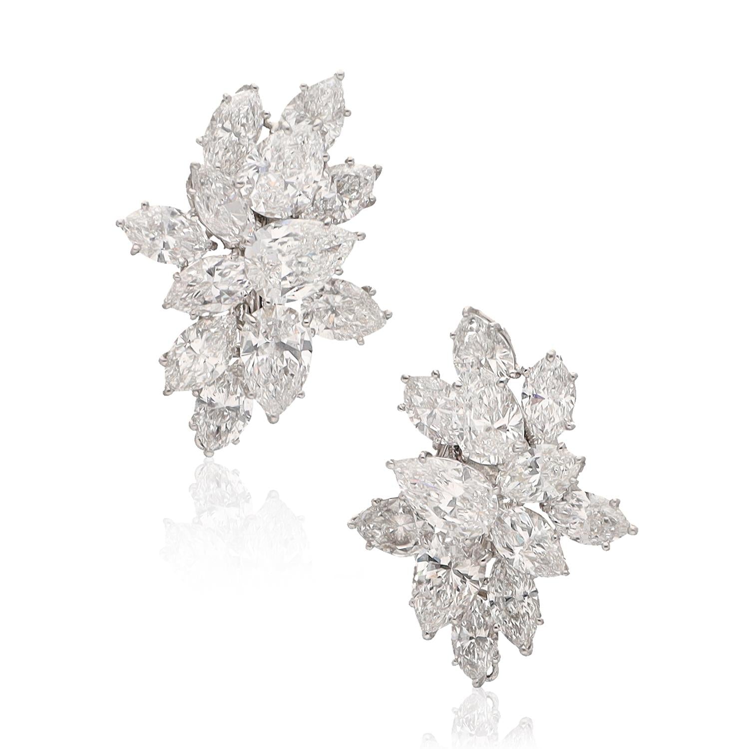 HARRY WINSTON Diamond and Emerald Ear Clips