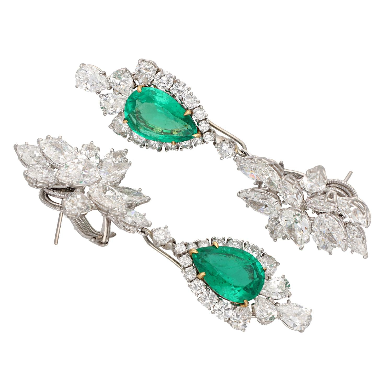 HARRY WINSTON Diamond and Emerald Ear Clips