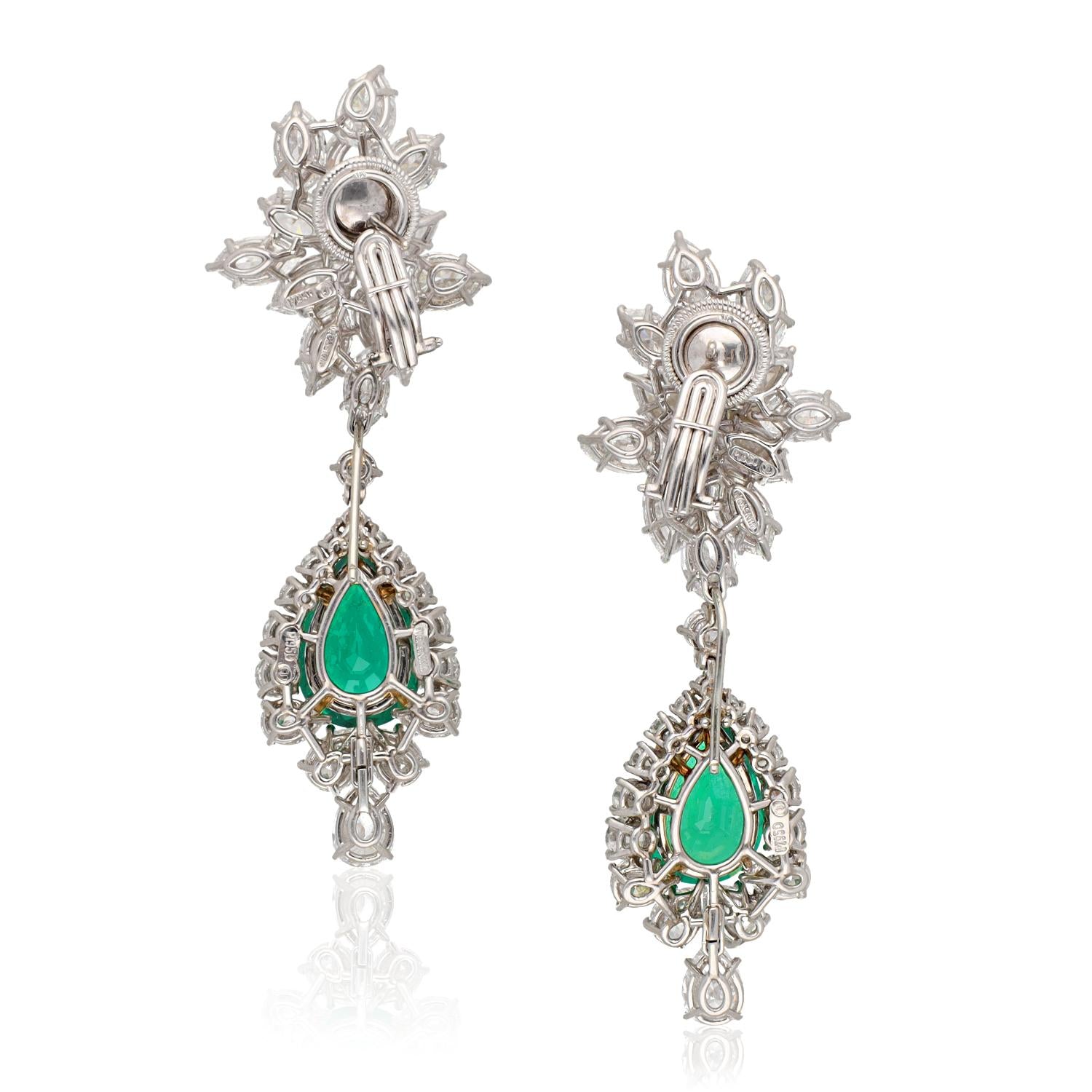 HARRY WINSTON Diamond and Emerald Ear Clips