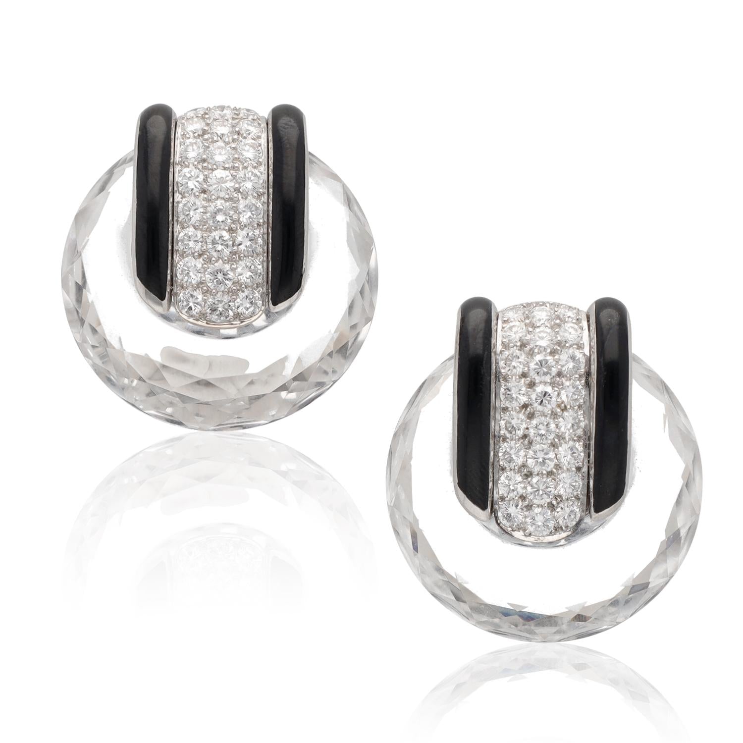 DAVID WEBB Tuxedo Ear Clips
