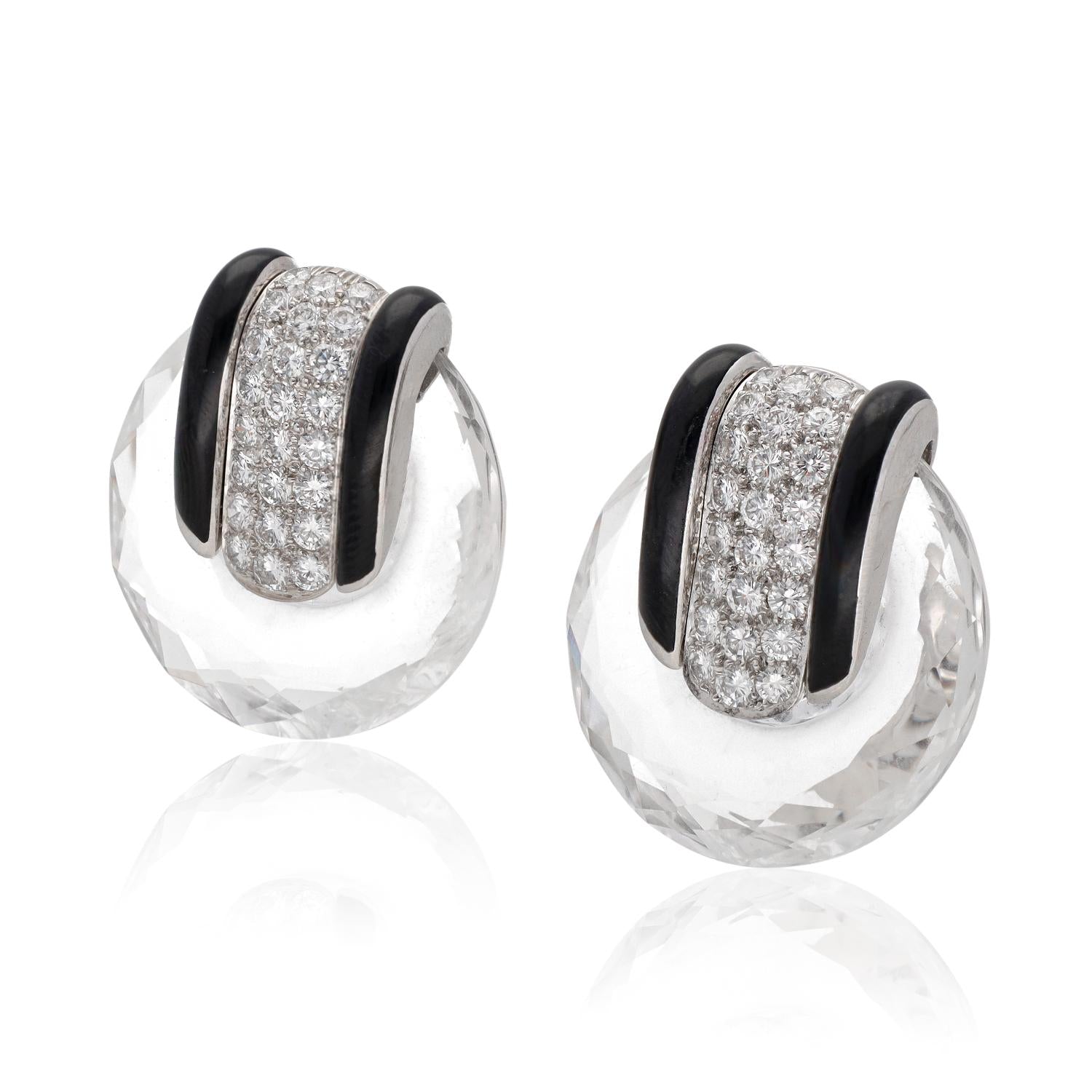 DAVID WEBB Tuxedo Ear Clips