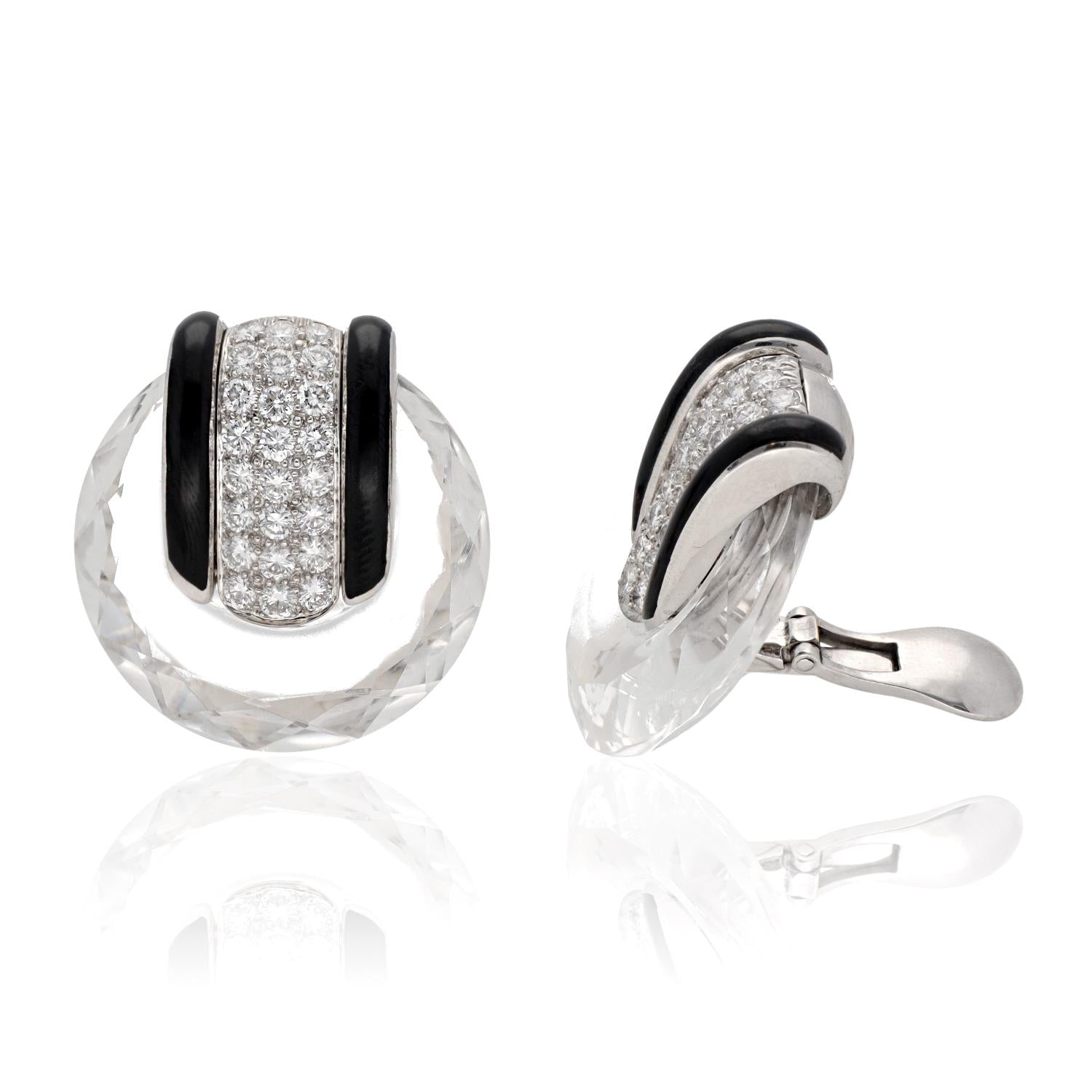 DAVID WEBB Tuxedo Ear Clips