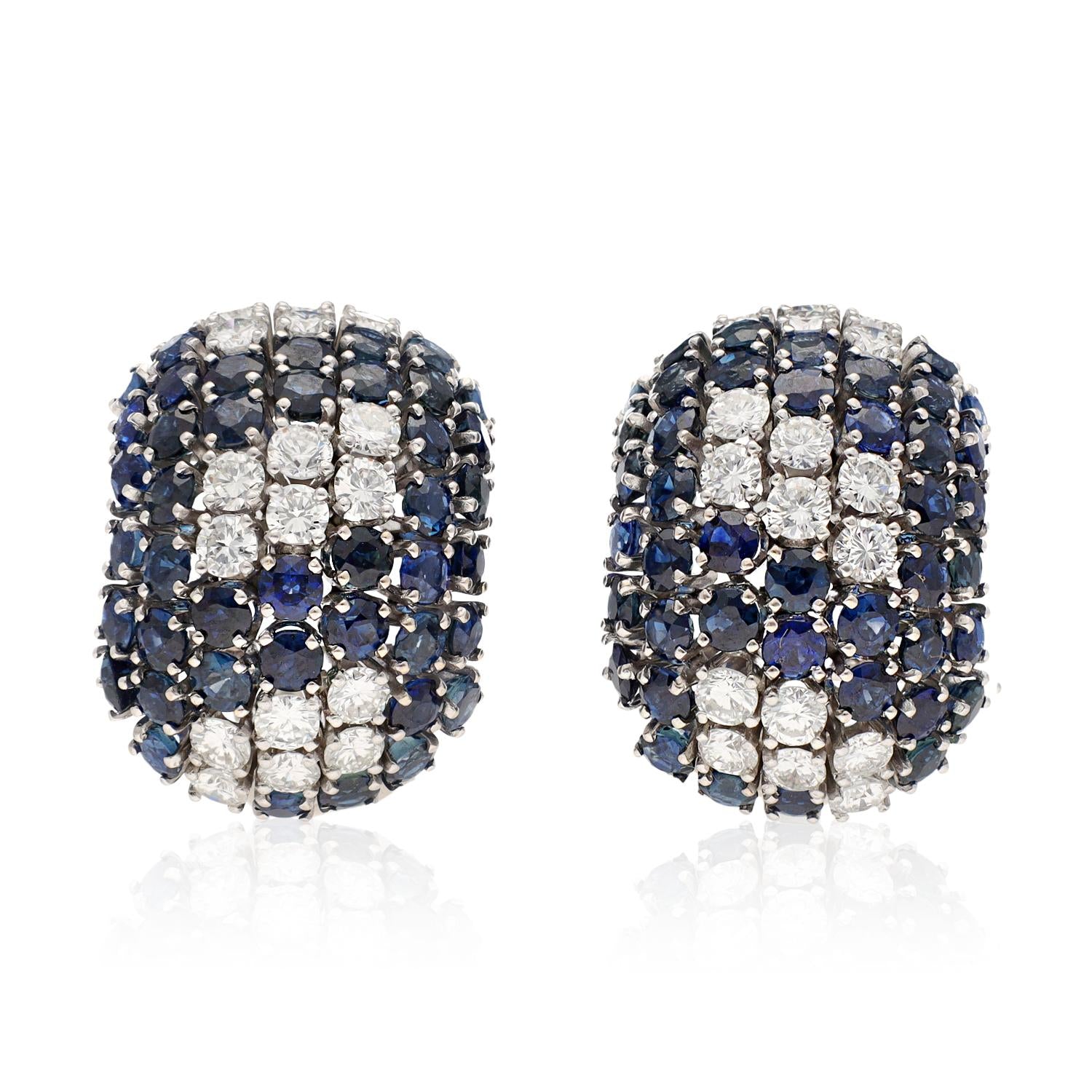 CARTIER Platinum Sapphire and Diamond Ear Clips