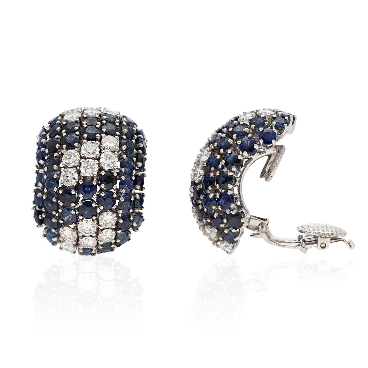 CARTIER Platinum Sapphire and Diamond Ear Clips