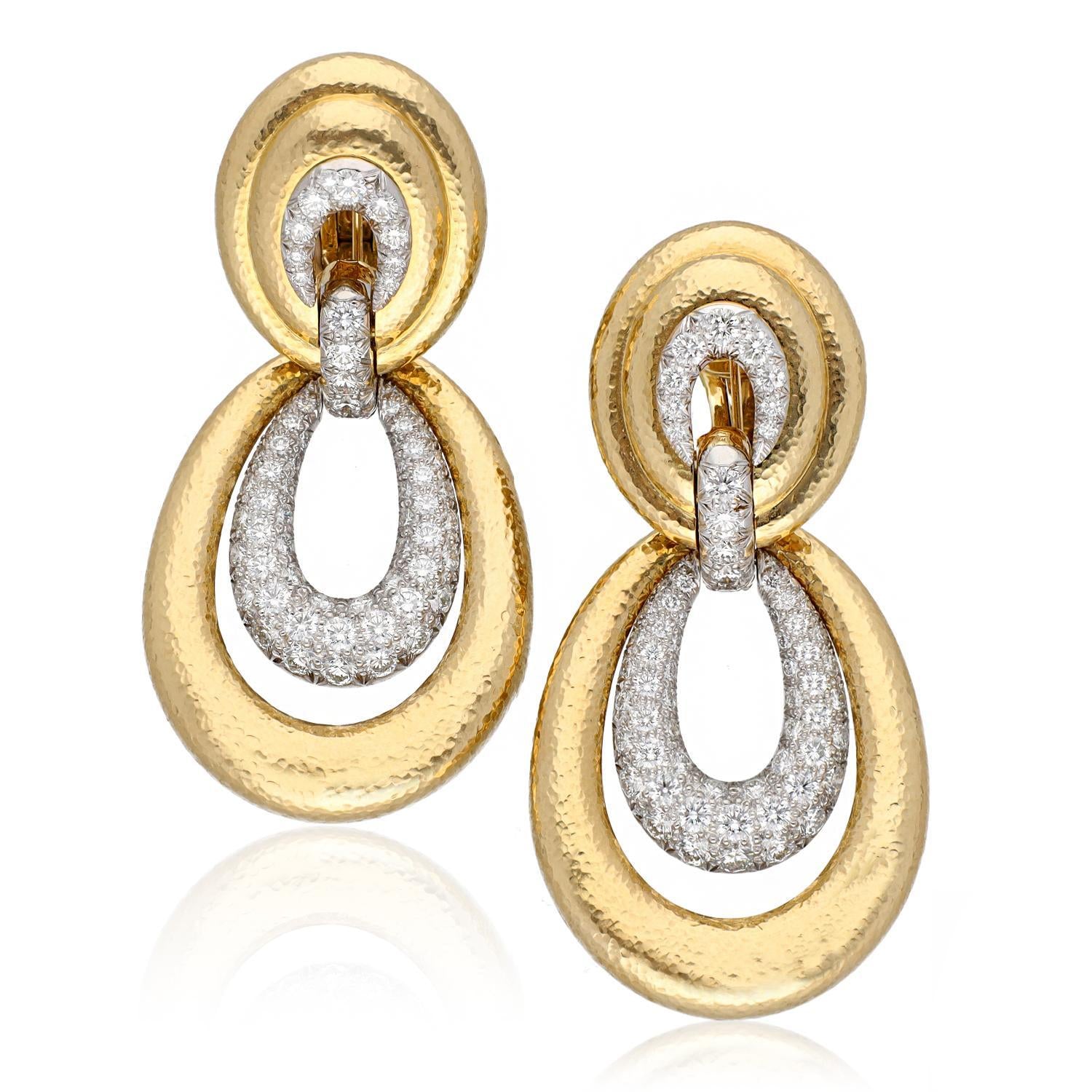 David Webb 18K Yellow Gold & Diamond Door Knocker Earrings