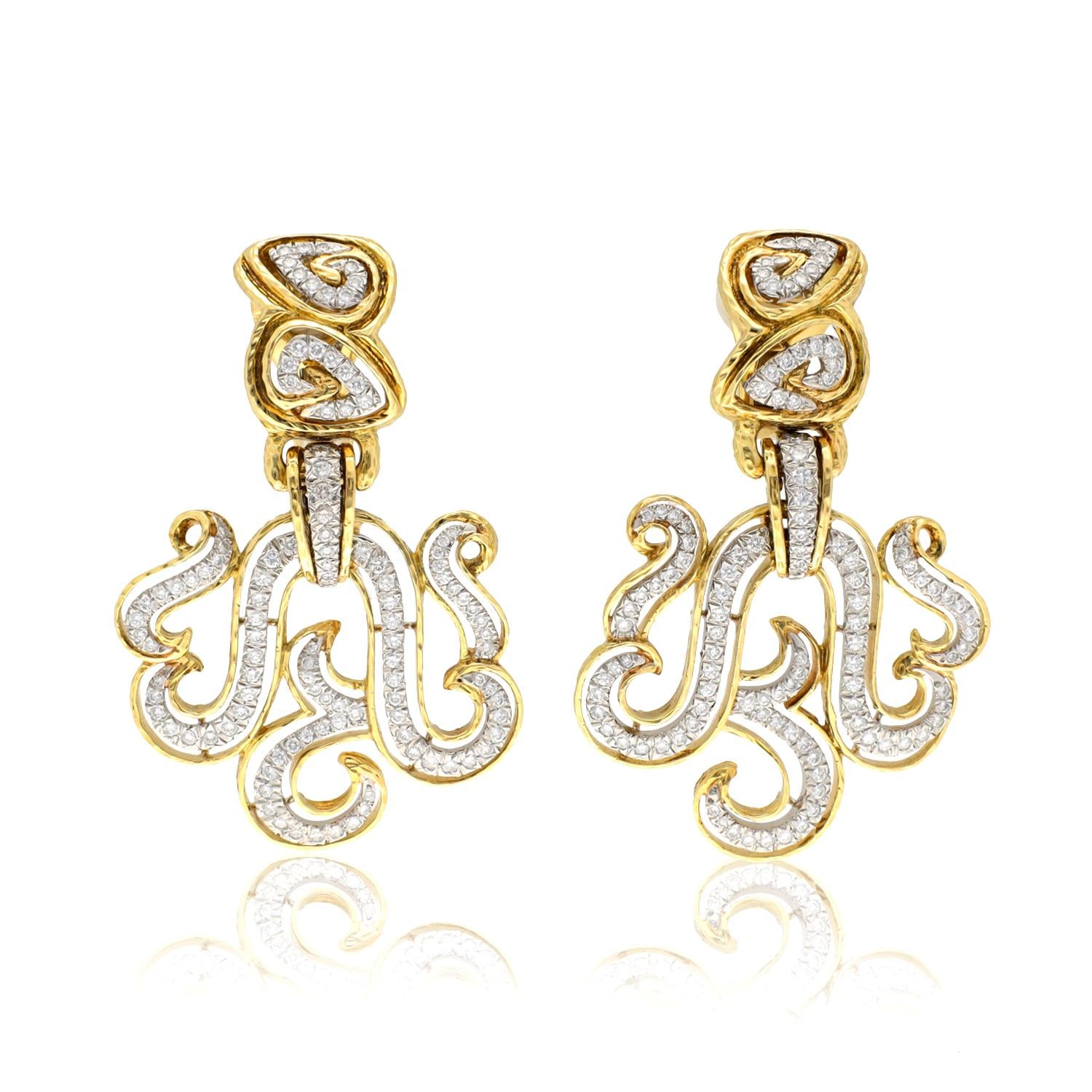 DAVID WEBB Diamond Scroll Ear Clips