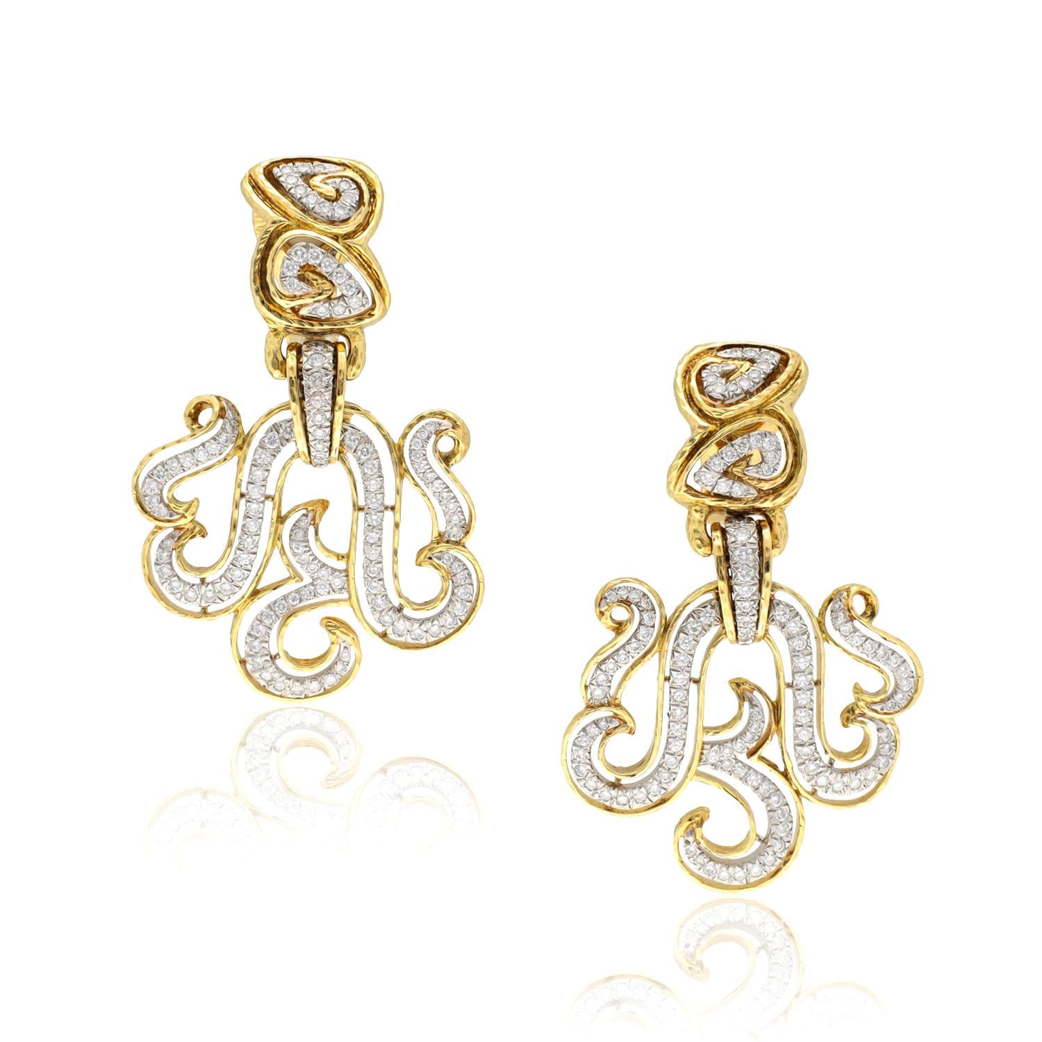 DAVID WEBB Diamond Scroll Ear Clips