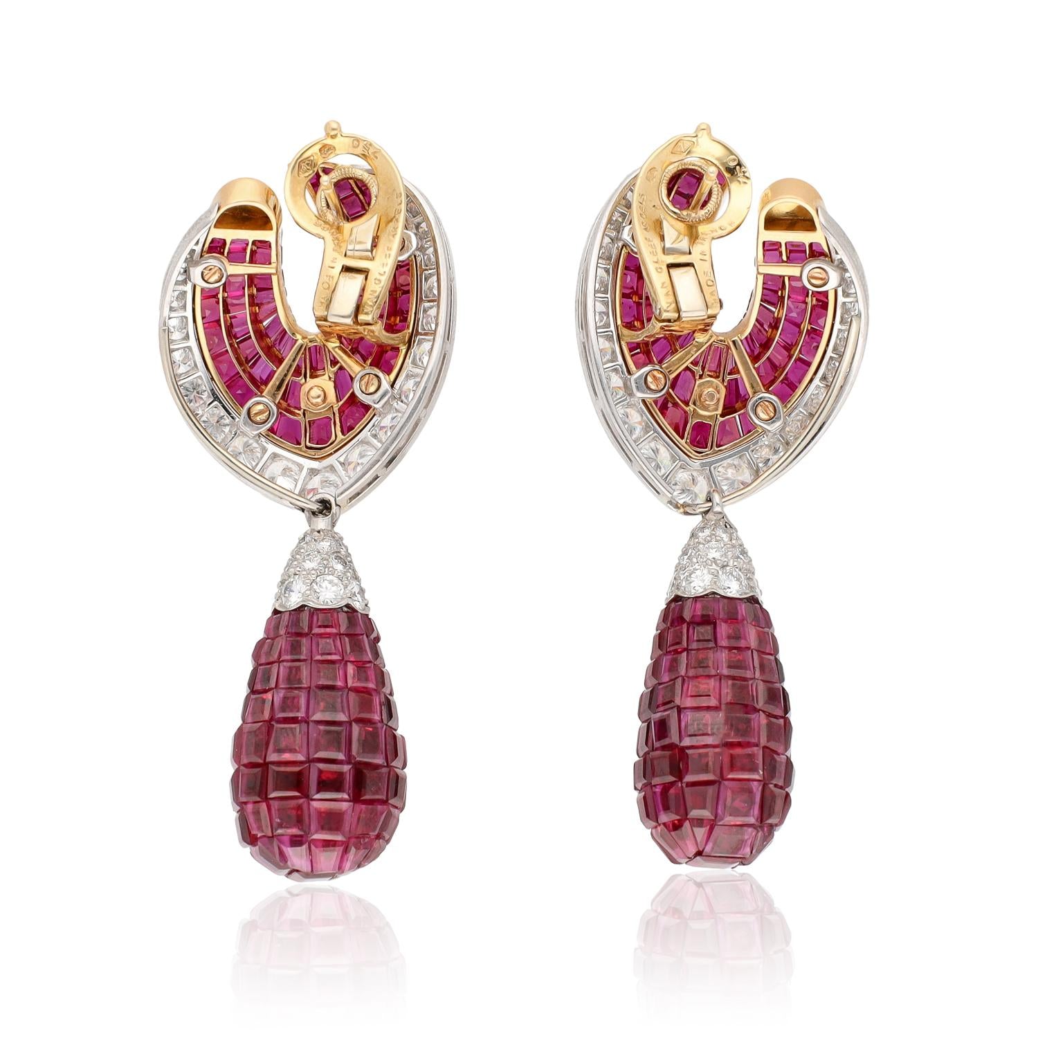 VAN CLEEF & ARPELS Mystery-Set Detachable Ruby, Diamond Earrings