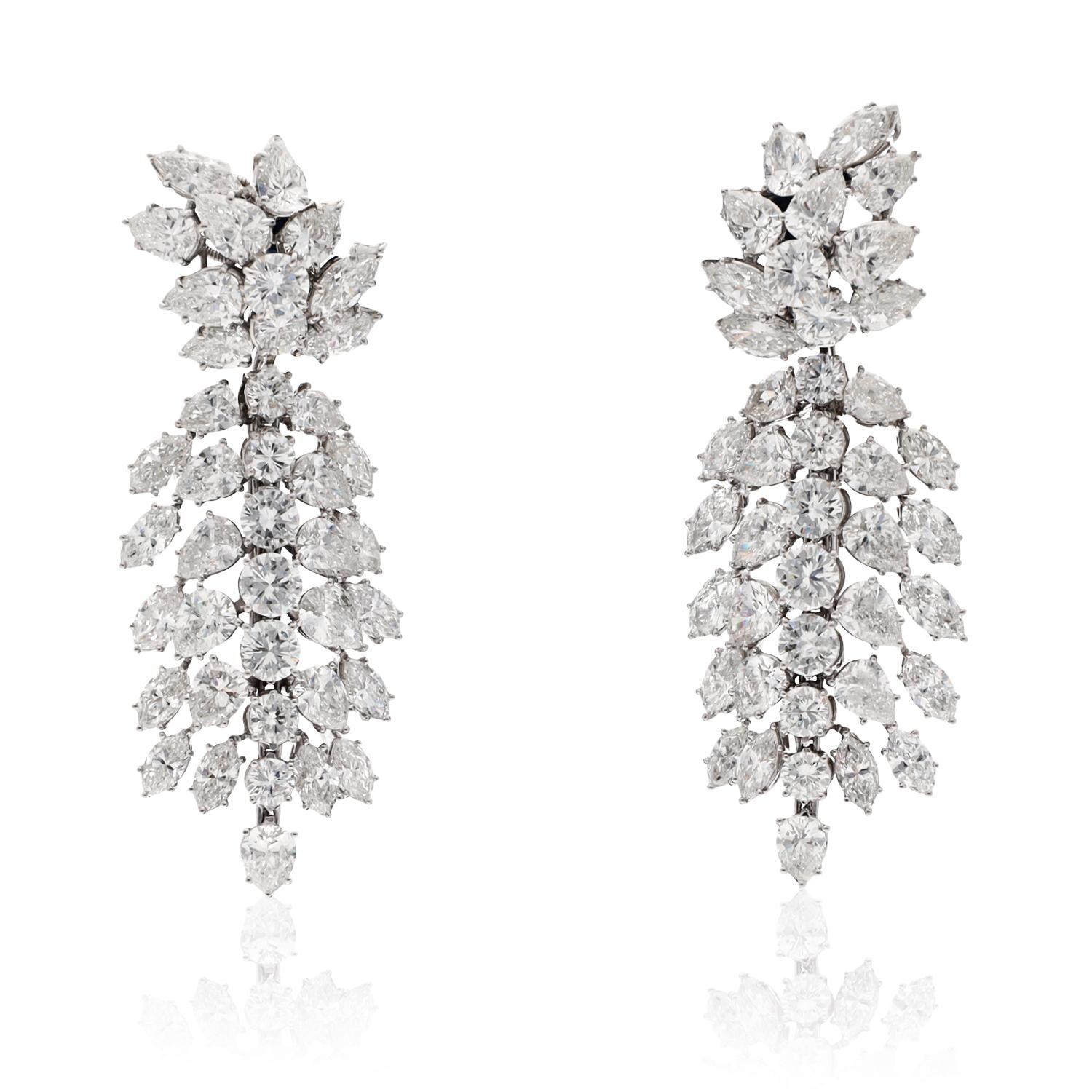 Harry Winston -   Pear, Marquise and Round Cut Diamond Cluster Ear Clips/Brooch
